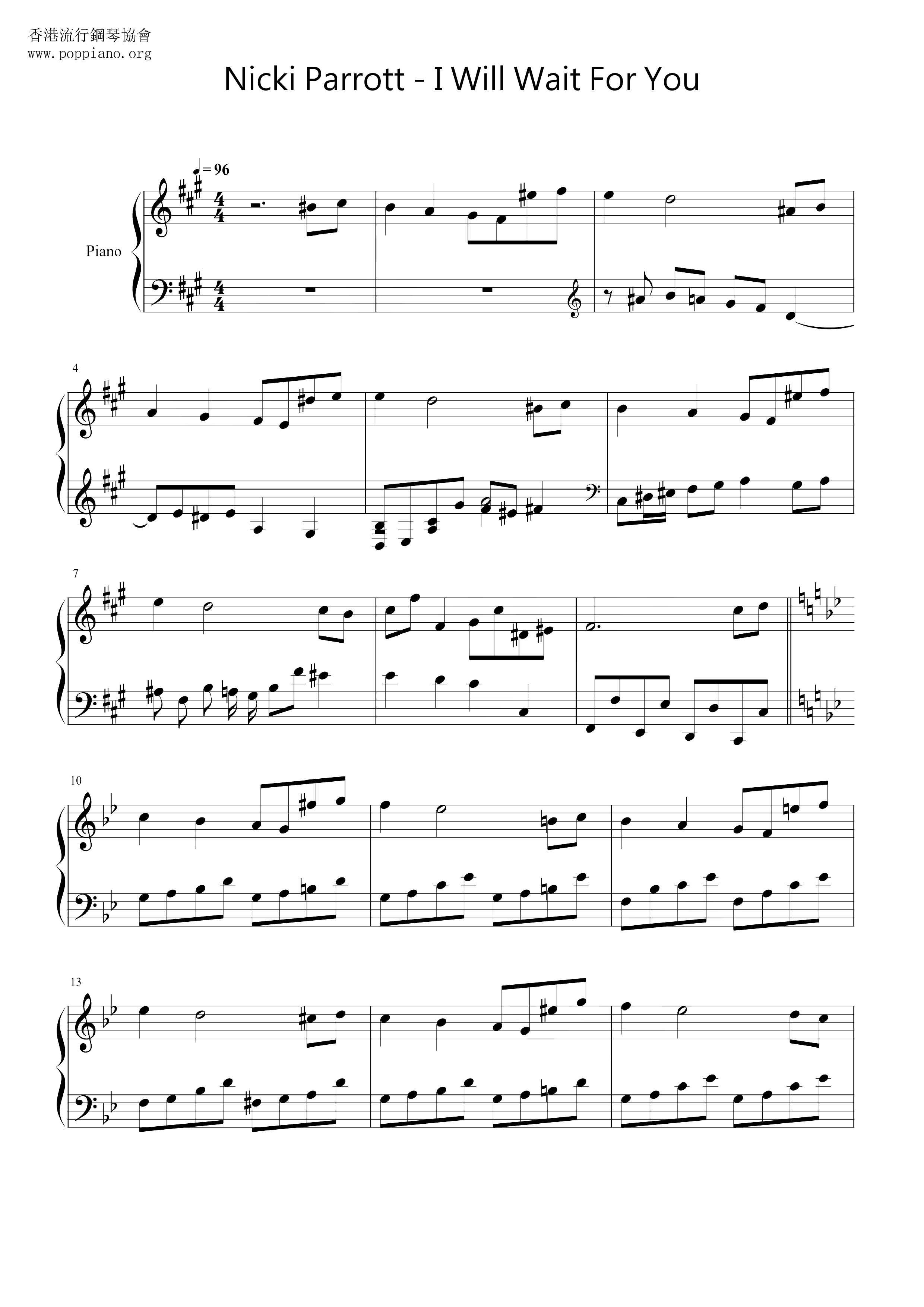 Nicki ParrottThe Umbrellas of Cherbourg I Will Wait For You Sheet