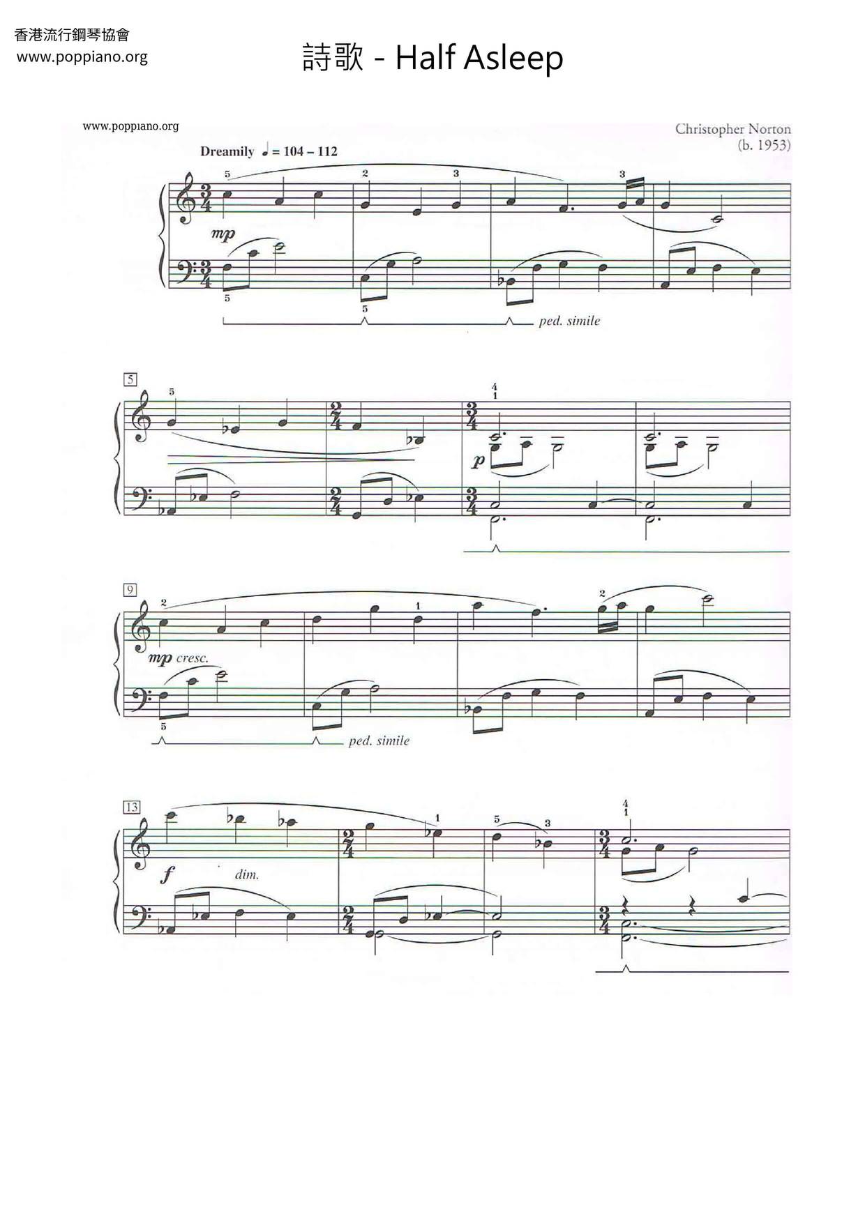 hymn-Half Asleep Sheet Music pdf, - Free Score Download ★