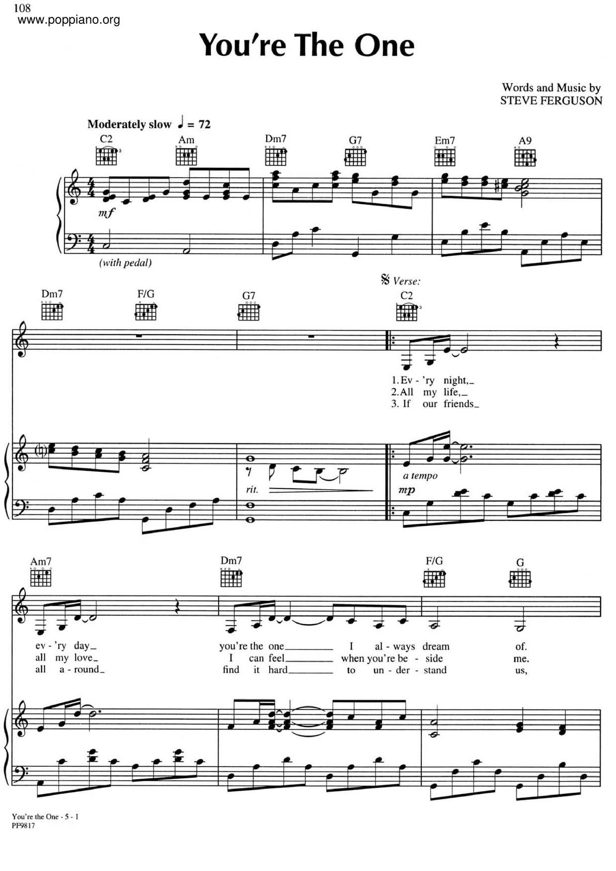 Carpenters You re The One Sheet Music Pdf Free Score
