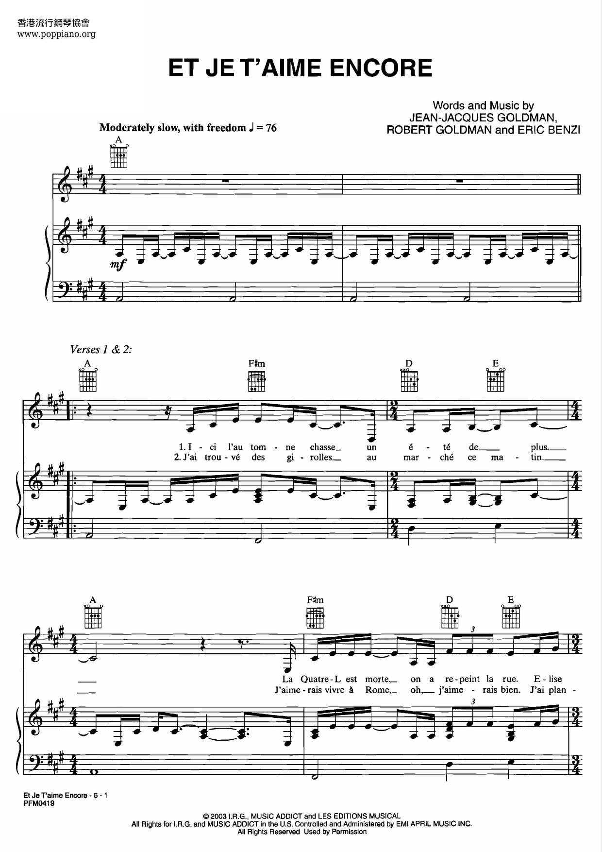 Pour Que Tu M aimes Encore Partition Pdf ☆ Celine Dion-Et Je T'aime Encore Sheet Music pdf, - Free Score Download ☆