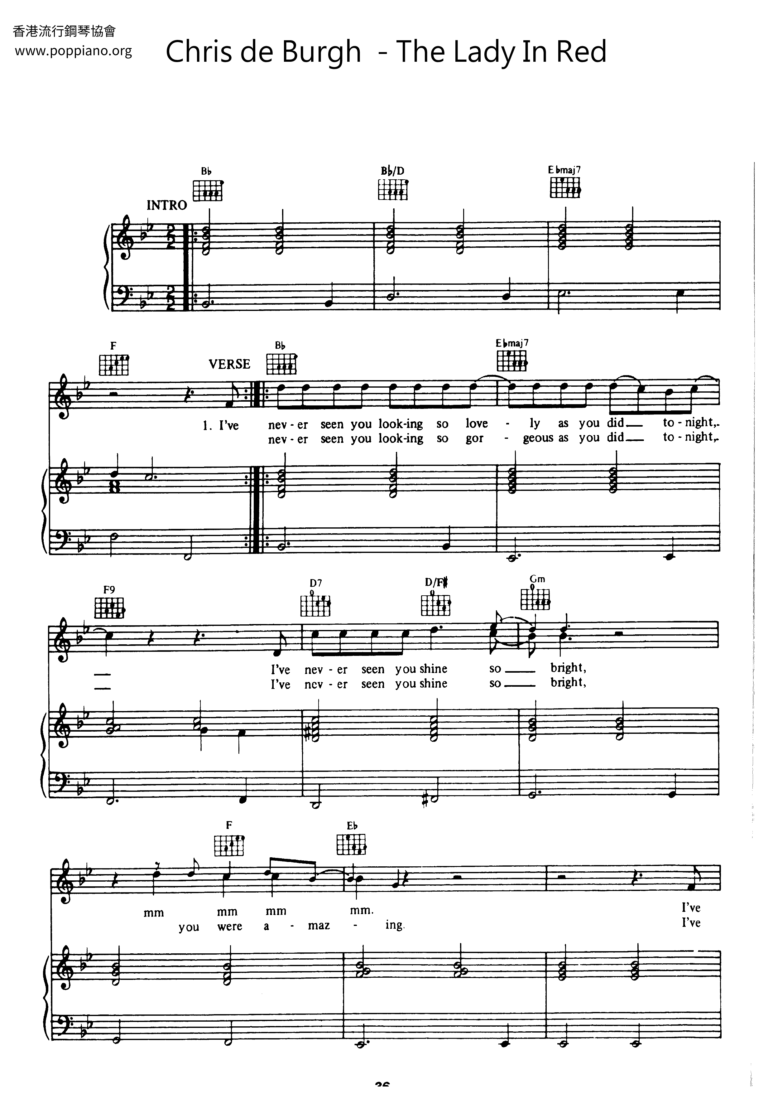 VariousThe Lady In Red Sheet Music pdf, Free Score Download ★