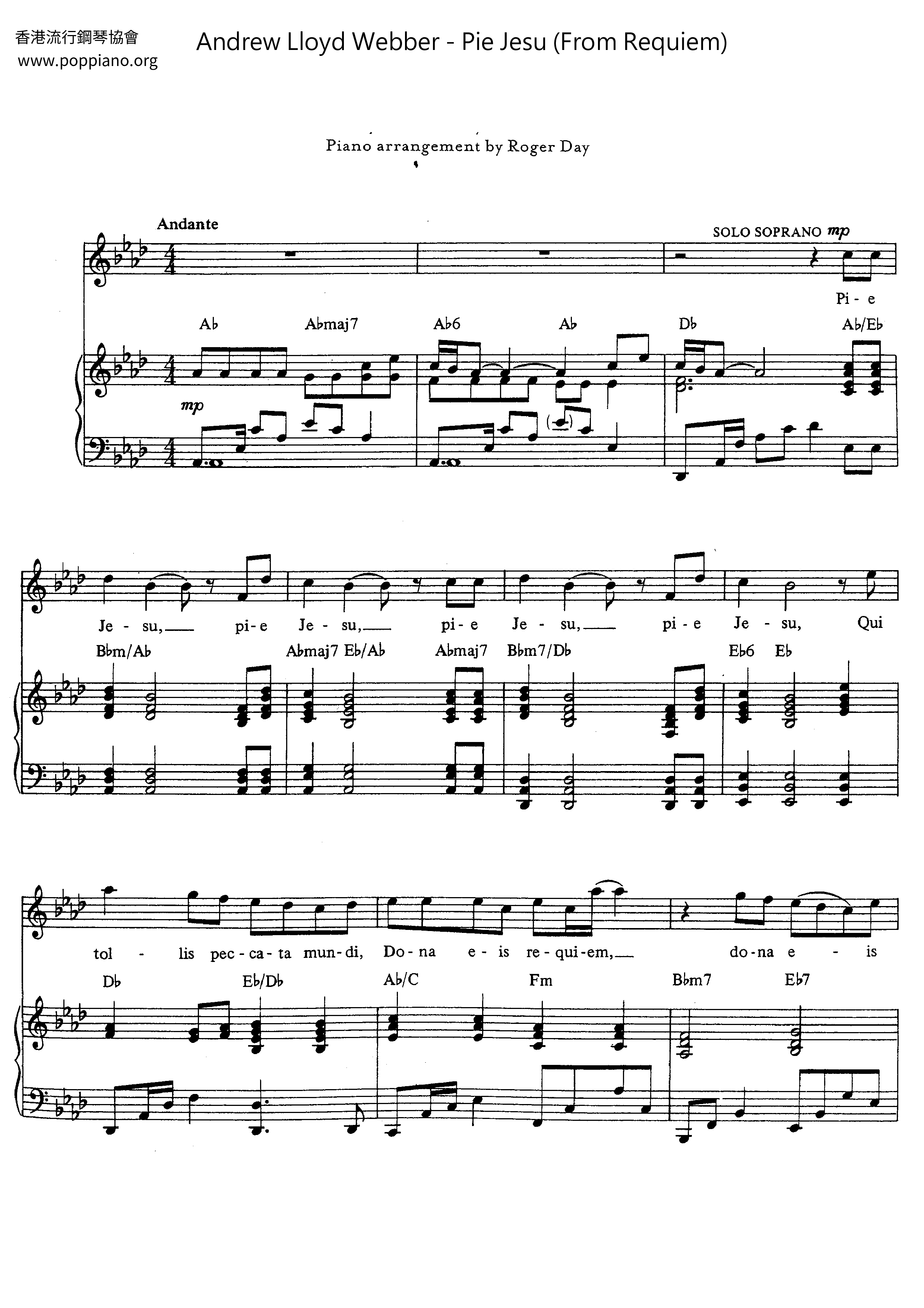 Andrew Lloyd berPie Jesu (Requiem) Sheet Music pdf, Free Score
