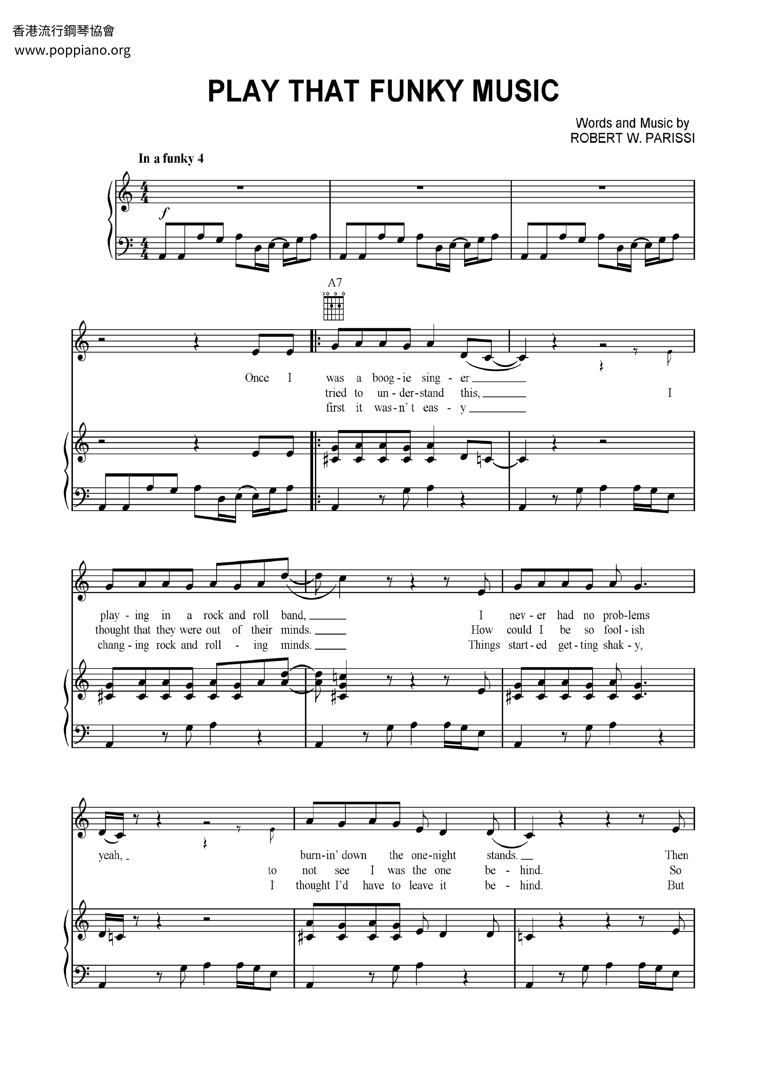 Wild Cherry-Play That Funky Music Sheet Music pdf, - Free Score Download ★