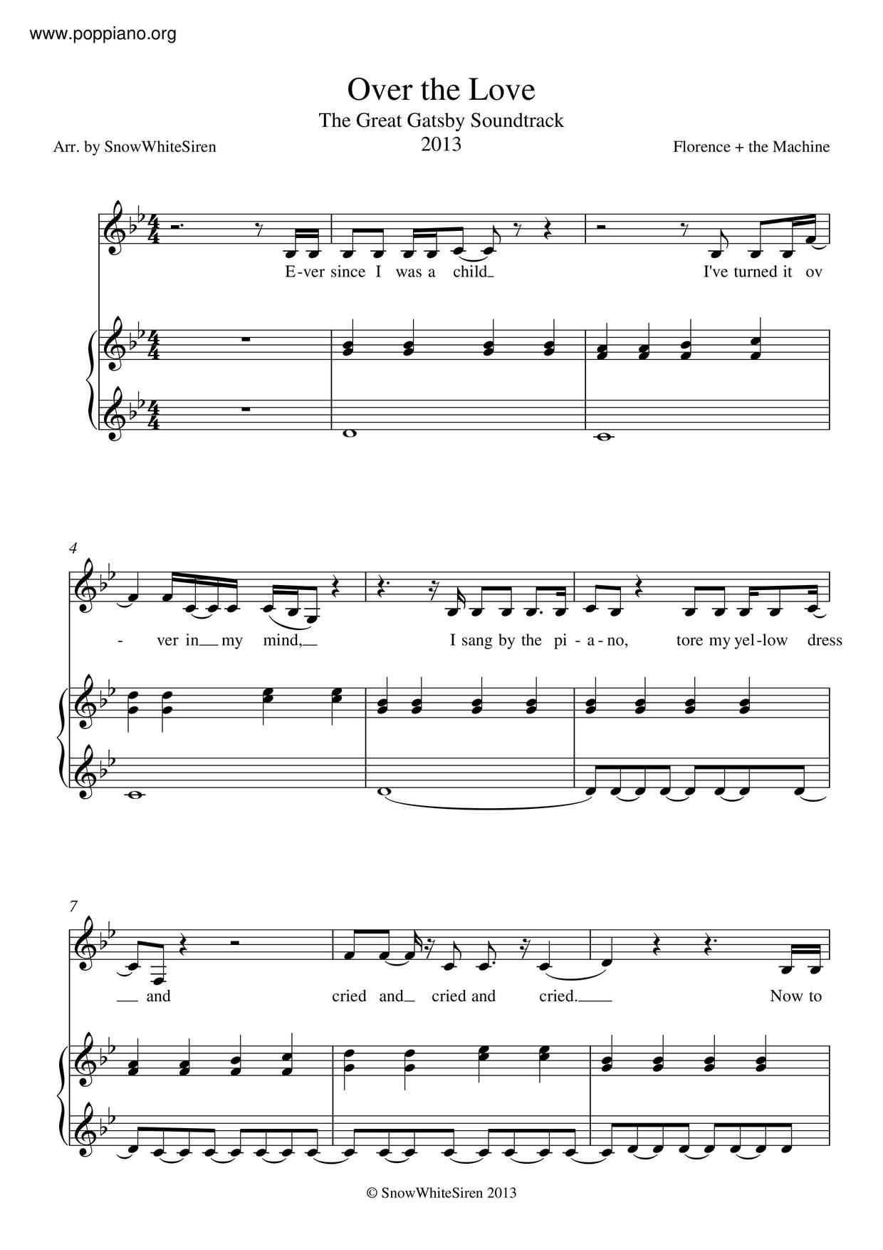 Florence And The MachineOver The Love Sheet Music pdf, Free Score