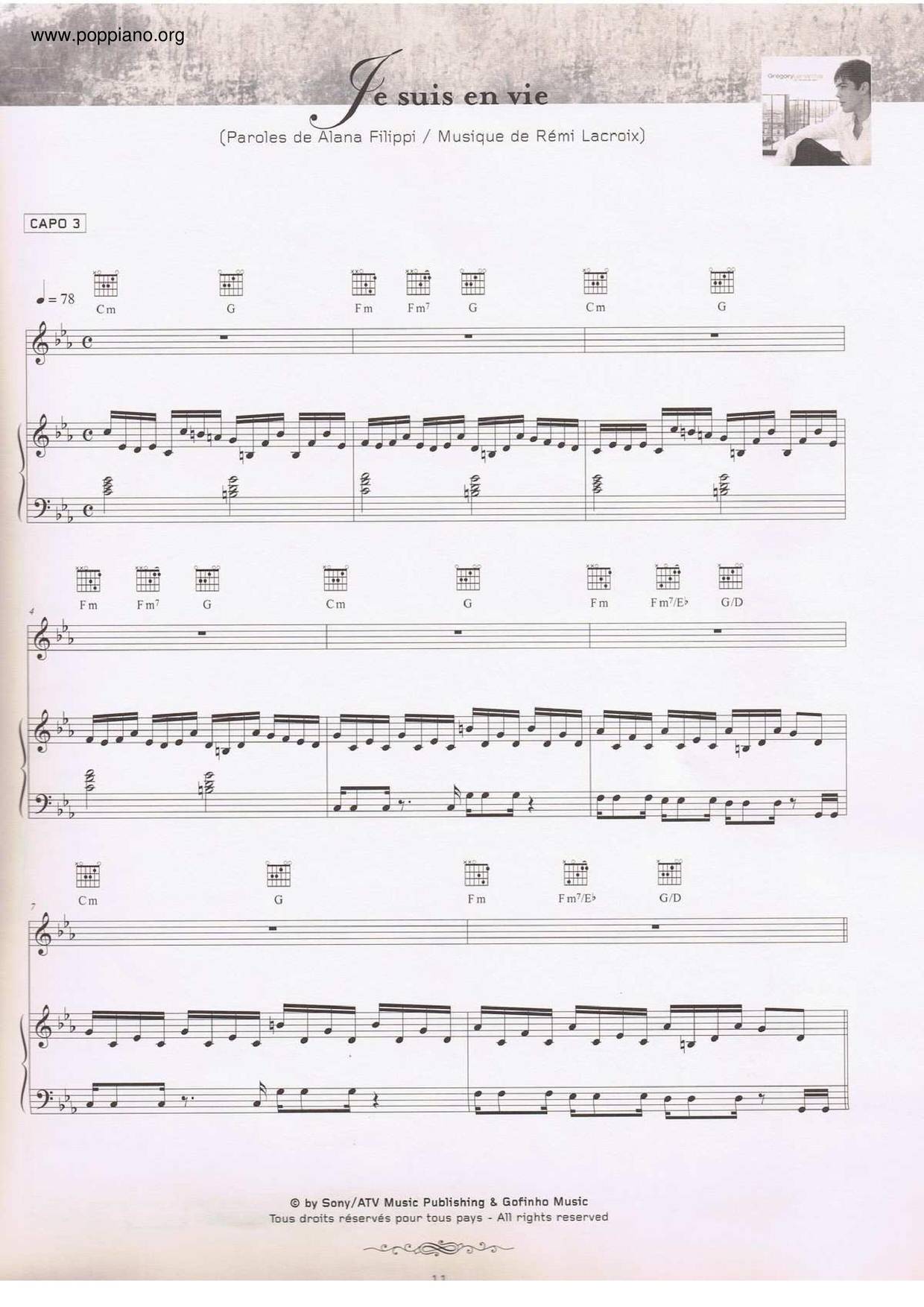 Paroles De Grégory Lemarchal Je Suis En Vie ☆ Gregory Lemarchal-Je Suis En Vie Sheet Music pdf, - Free Score Download ☆
