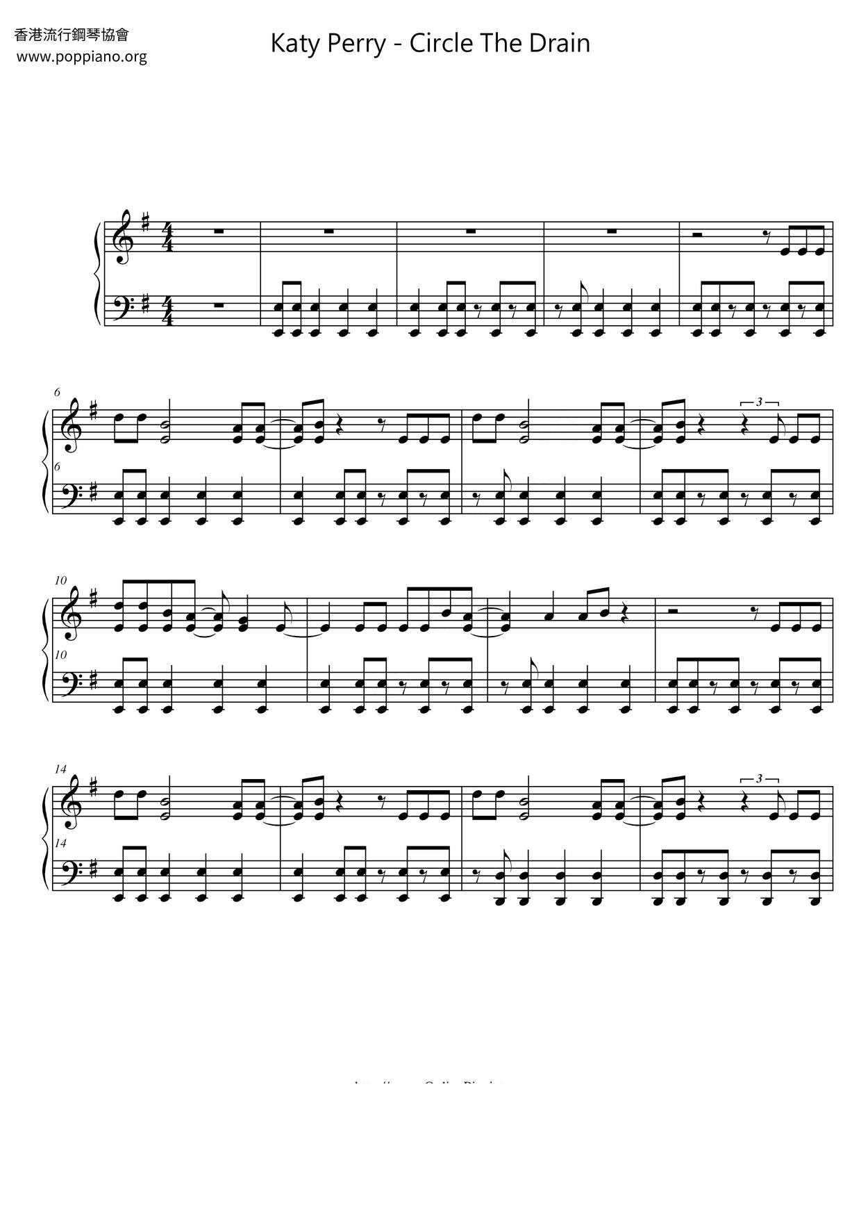 Katy PerryCircle The Drain Sheet Music pdf, Free Score Download ★
