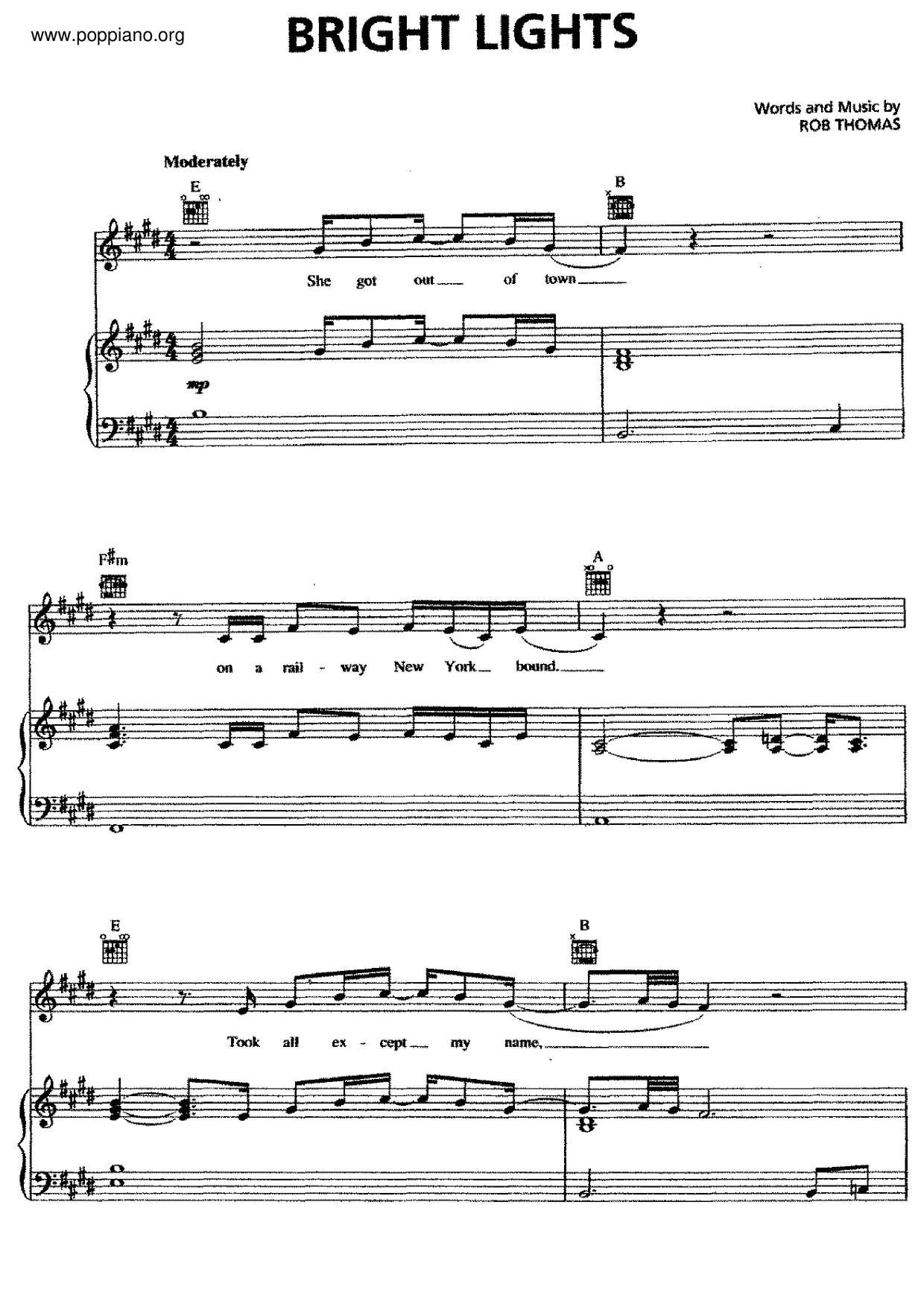 Matchbox TwentyBright Lights Sheet Music pdf, Free Score Download ★