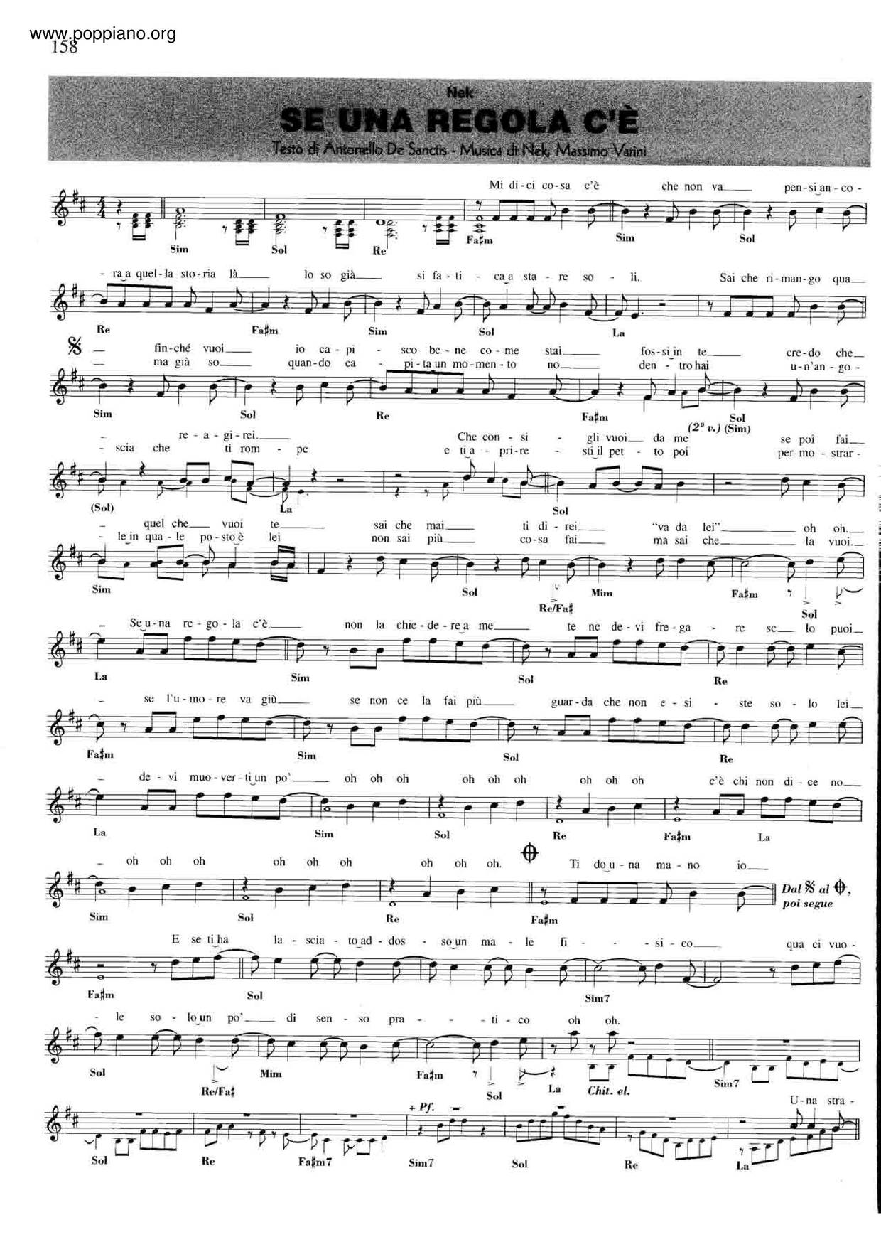 NekSe Una Regola C'e Sheet Music pdf, Free Score Download ★
