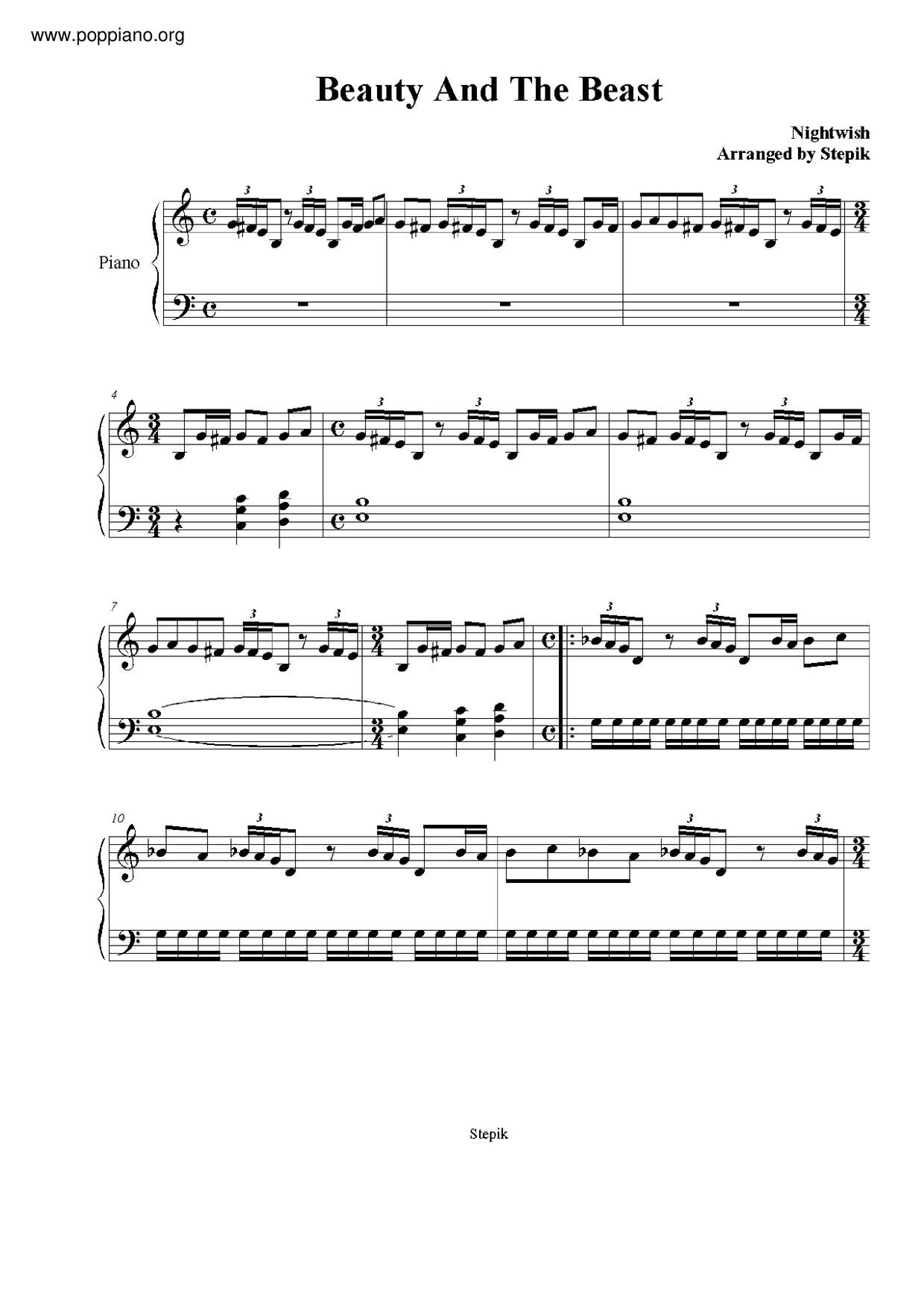 NightwishBeauty And The Beast Sheet Music pdf, Free Score Download ★