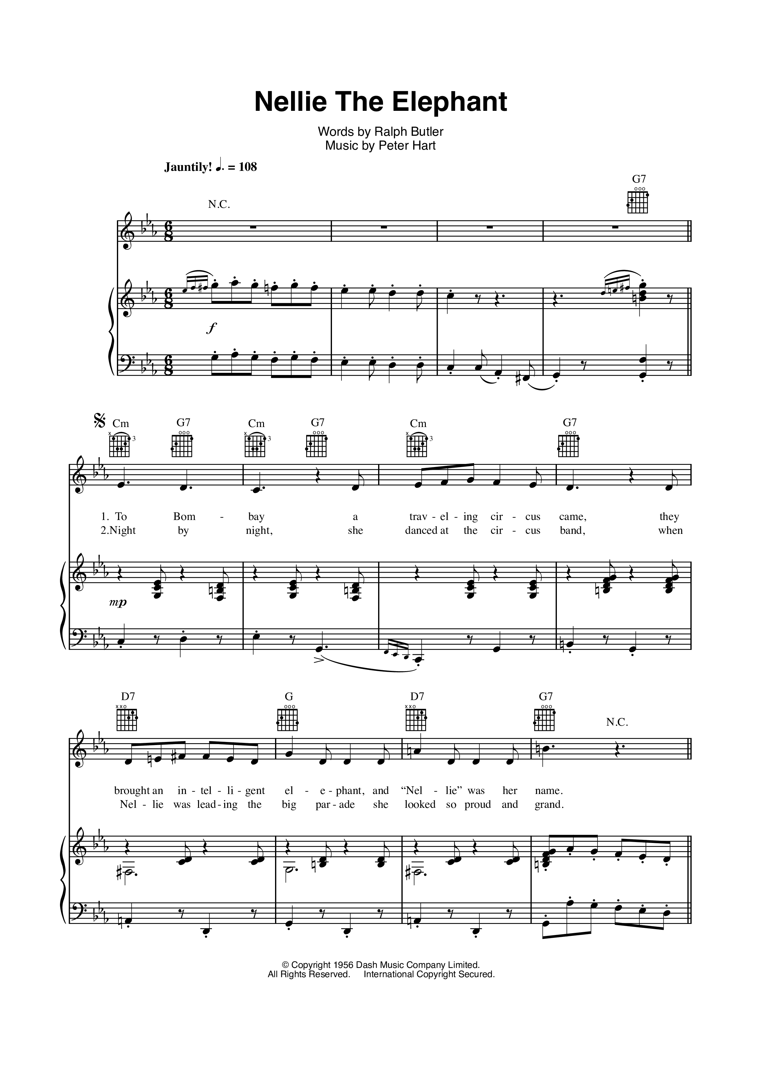 Toy DollsNellie The Elephant 琴谱/五线谱pdf香港流行钢琴协会琴谱下载 ★