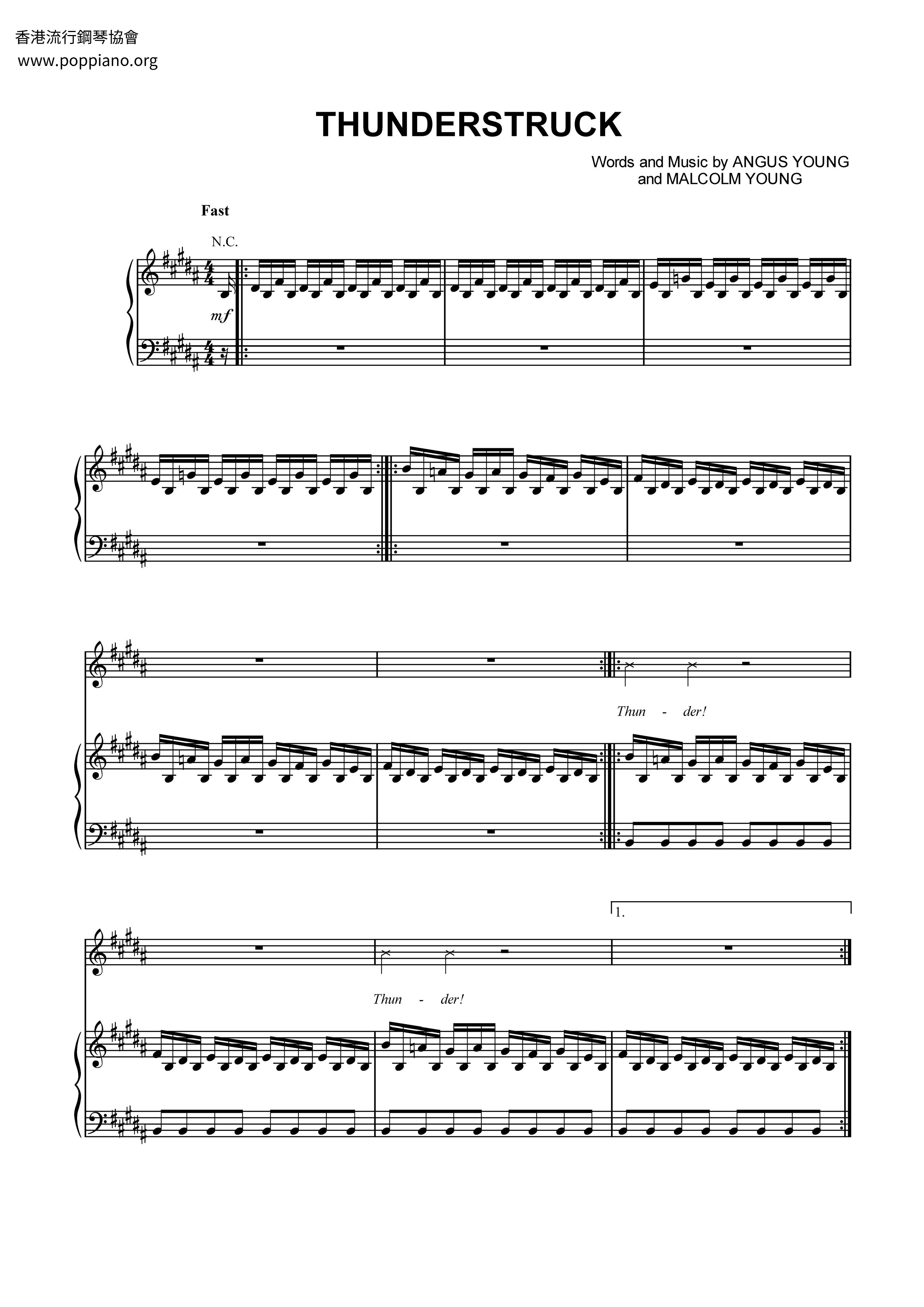 AC/DC-Thunderstruck Sheet Music pdf, - Free Score Download ★