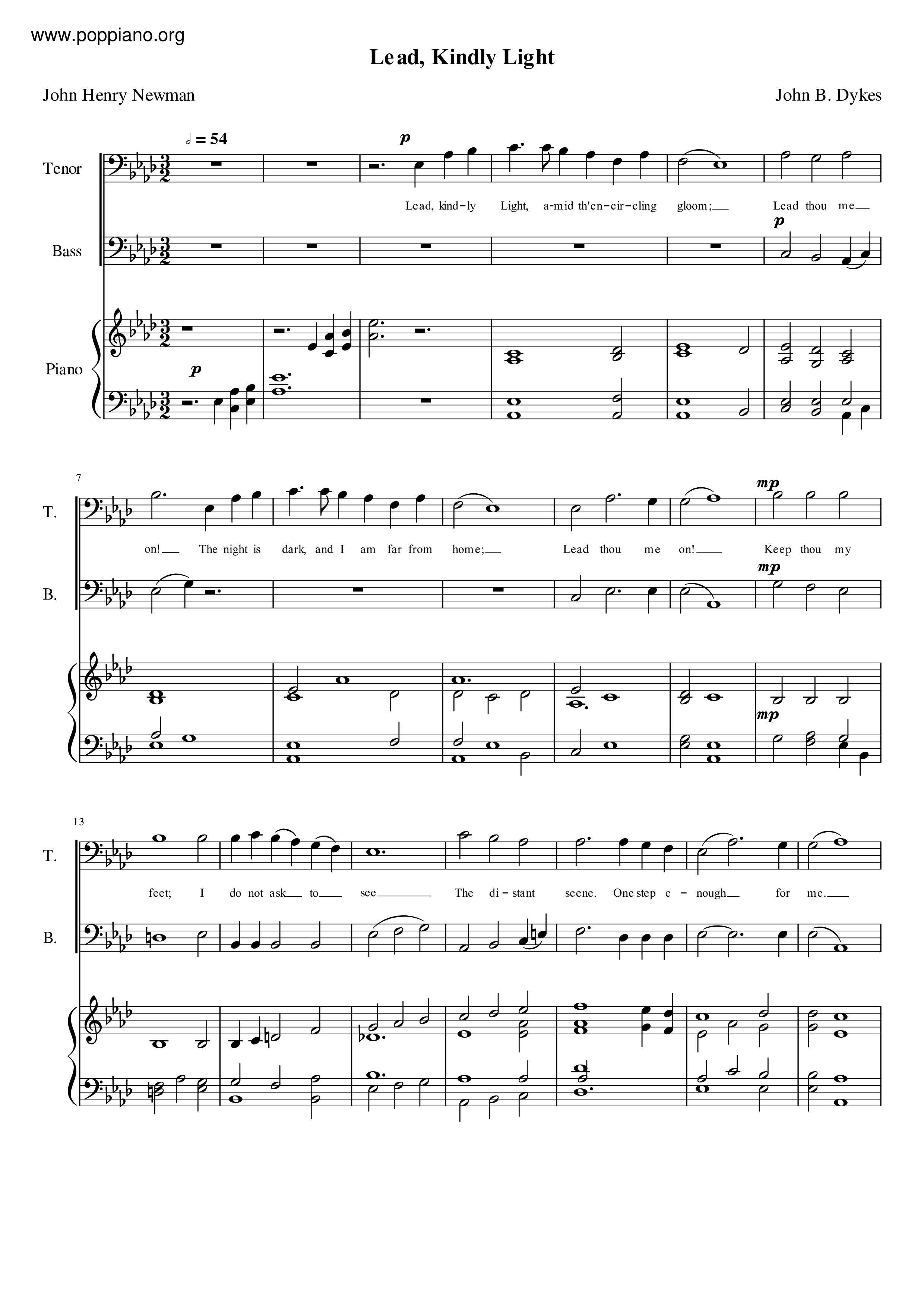 HymnLead, Kindly Light Sheet Music pdf, Free Score Download ★