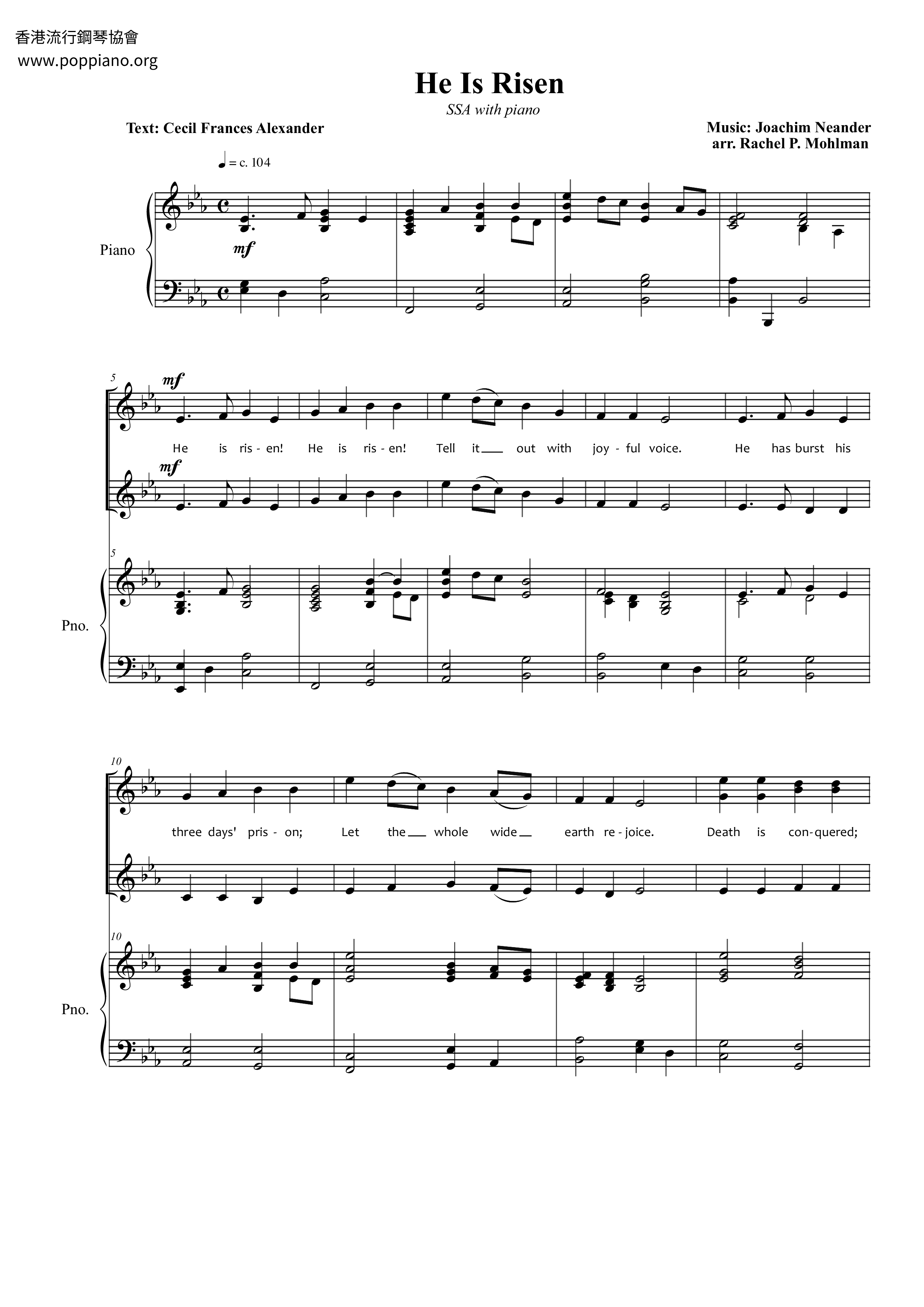 HymnHe Is Risen Sheet Music pdf, Free Score Download ★