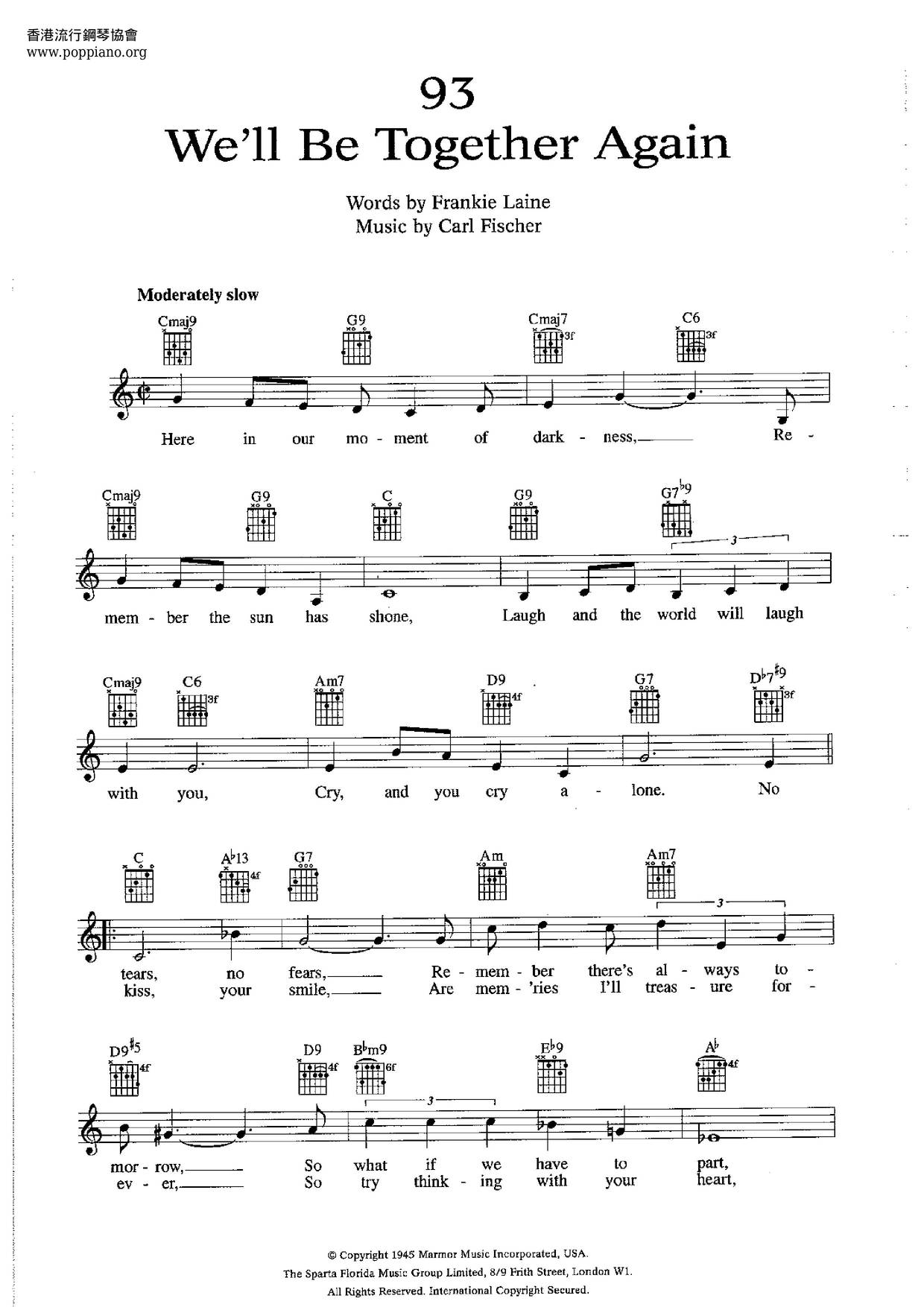 Frank SinatraWe'll Be Together Again Sheet Music pdf, Free Score