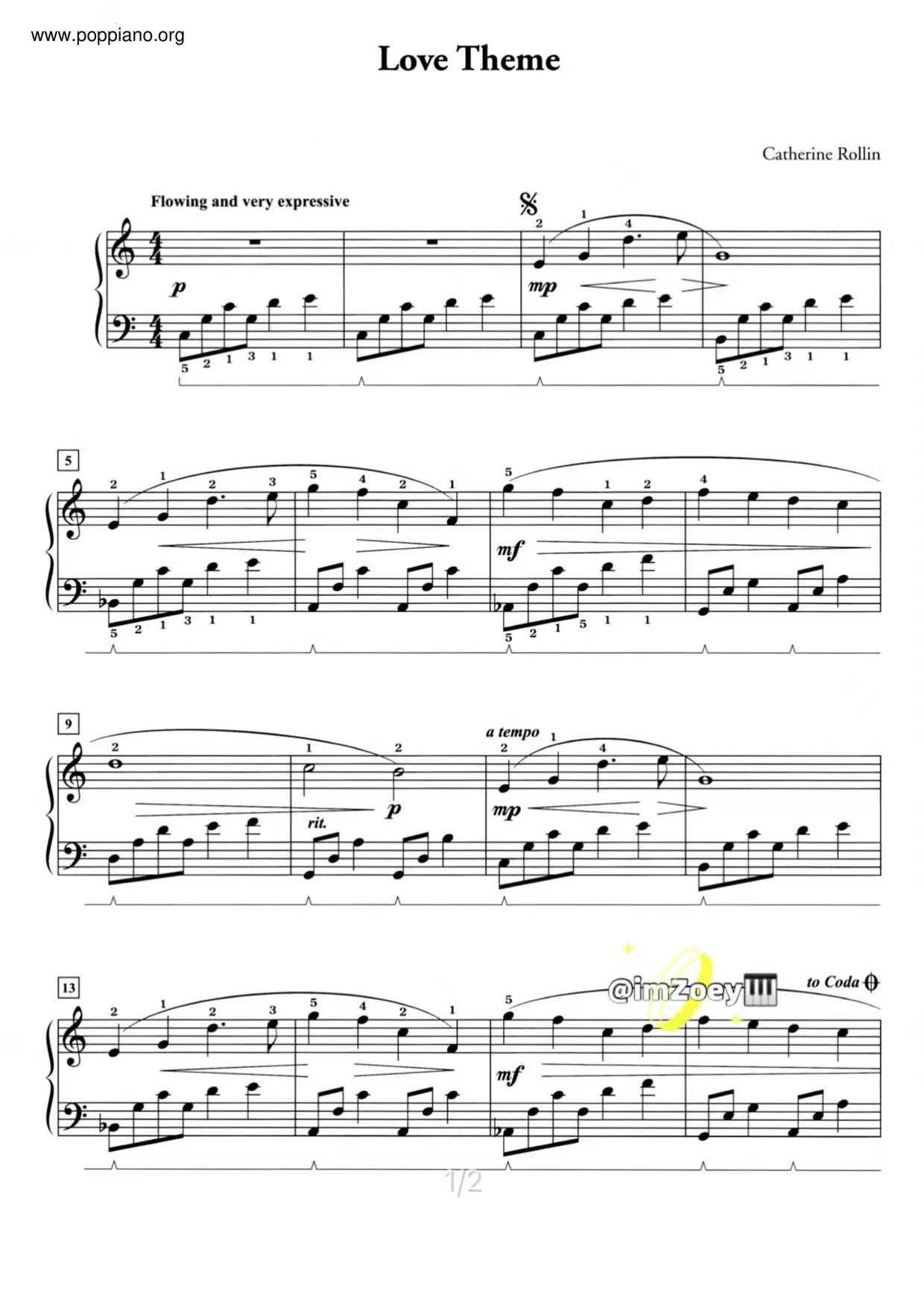 Catherine Rollin Love Theme Sheet Music Pdf Free Score Download catherine-rollin-love-theme-sheet-music-pdf-free-score-download