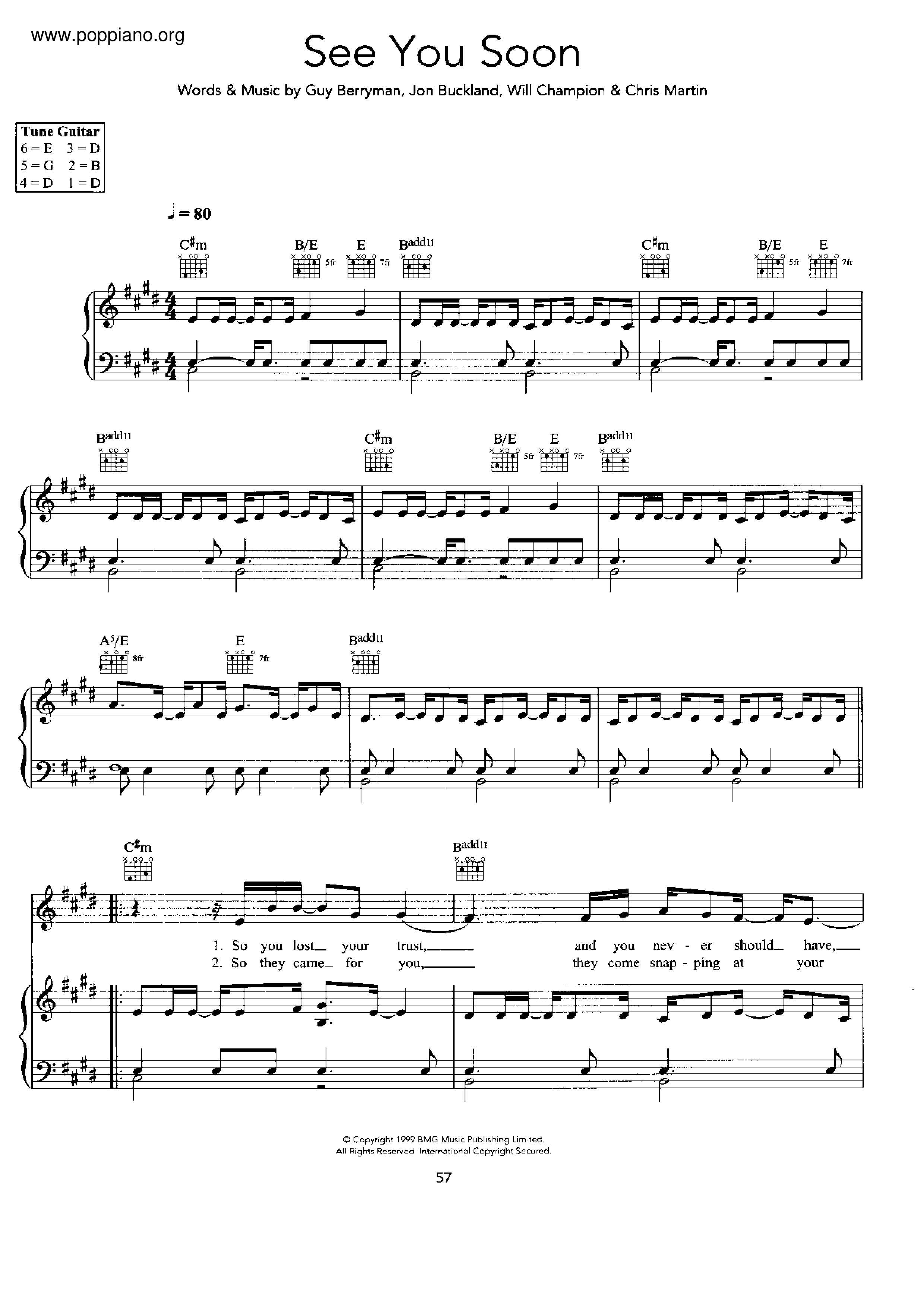 ColdplaySee You Soon Sheet Music pdf, Free Score Download ★