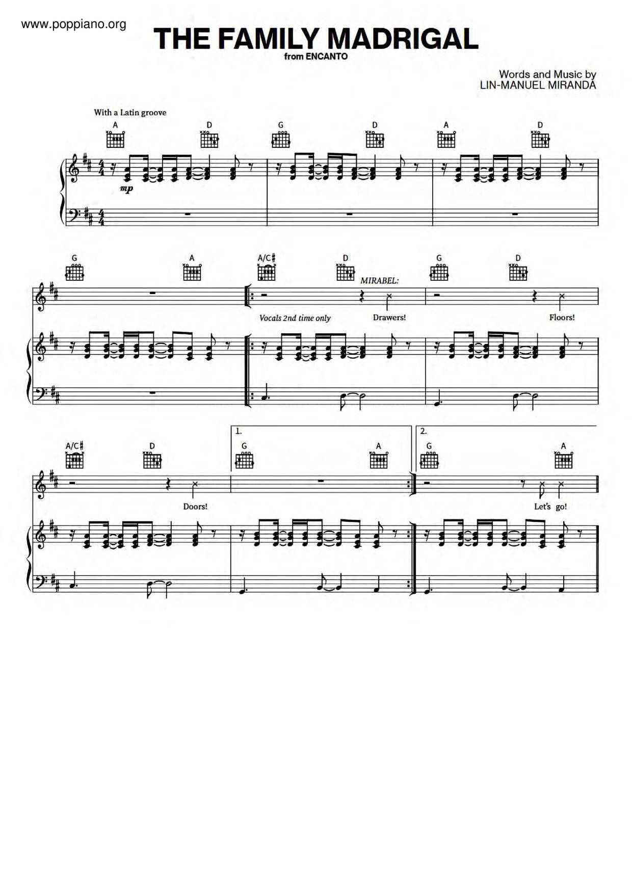 Movie SoundtrackEncanto The Family Madrigal Sheet Music pdf, Free Score Download ★