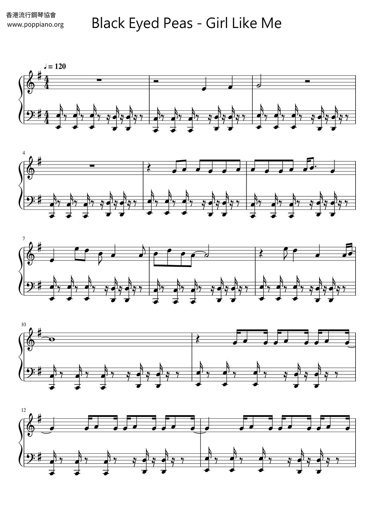 Black Eyed PeasGirl Like Me Sheet Music pdf, Free Score Download ★