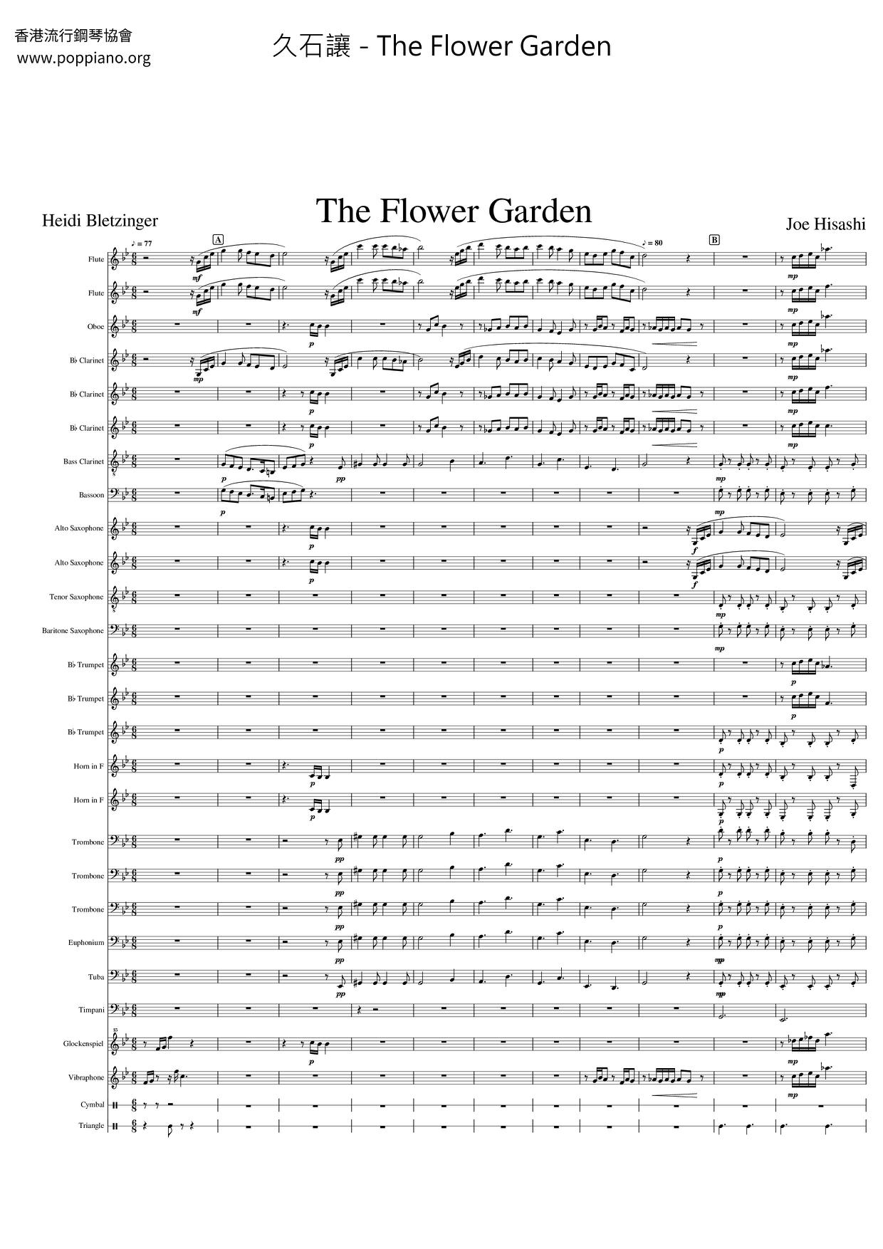 Joe HisaishiThe Flower Garden Sheet Music pdf, (ひさいしじょう) Free Score