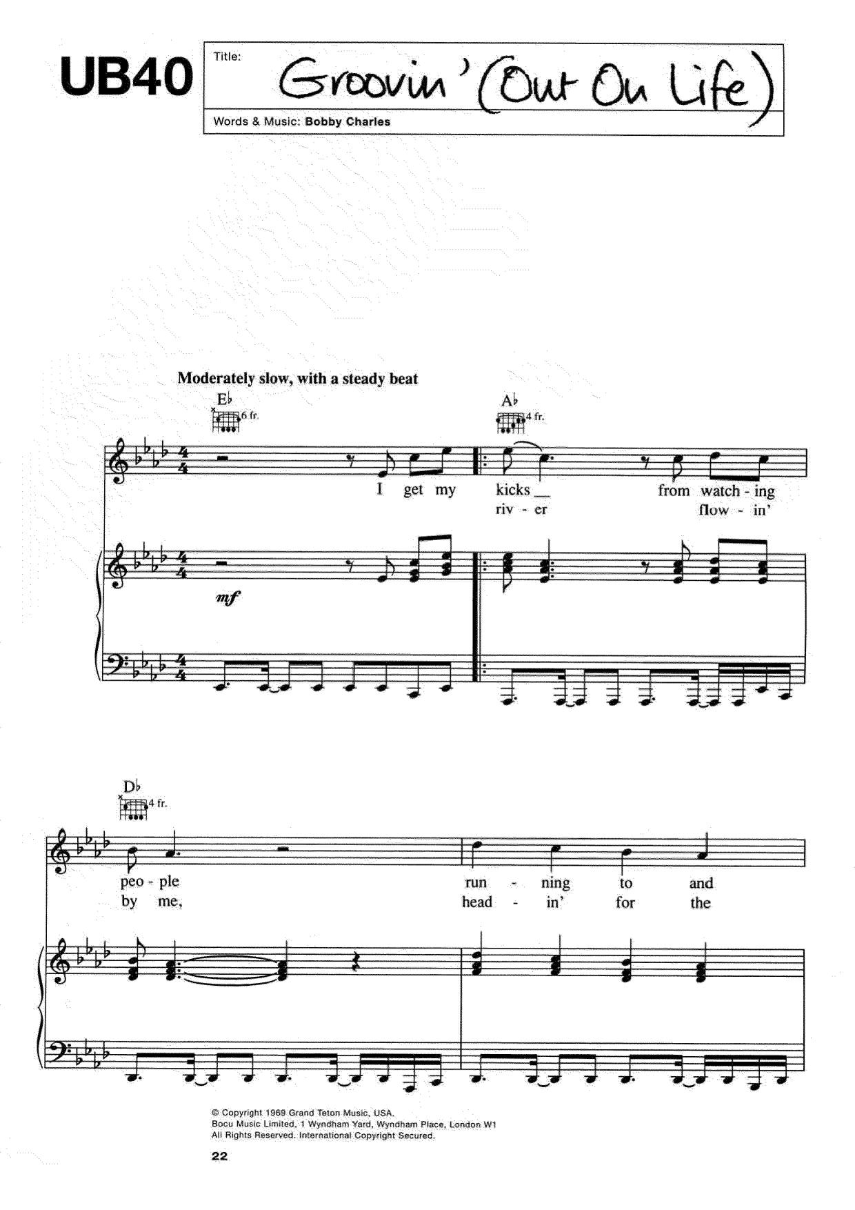 UB40Groovin' (Out On Life) Sheet Music pdf, Free Score Download ★