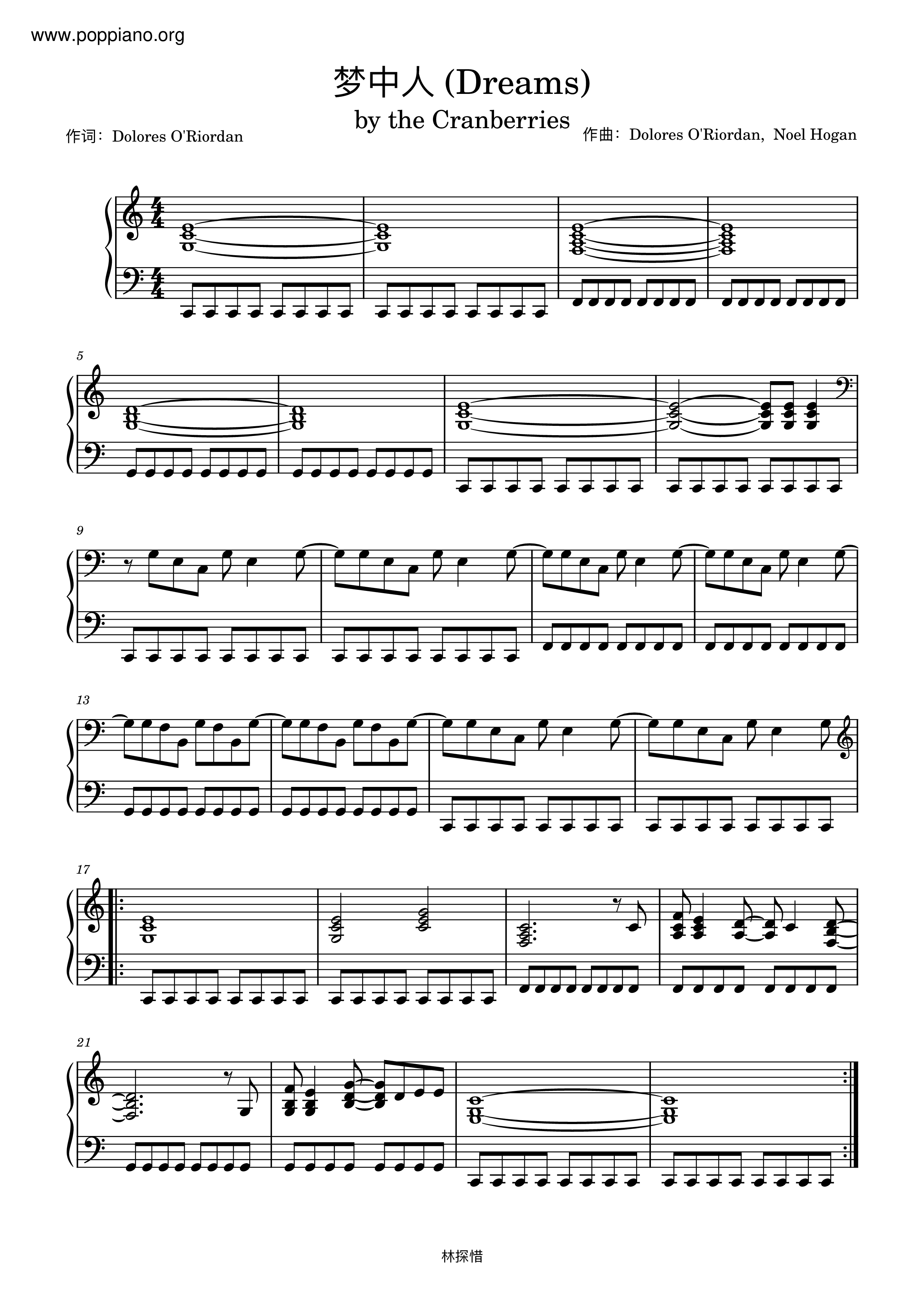 The CranberriesDreaming Person Sheet Music pdf, Free Score Download ★