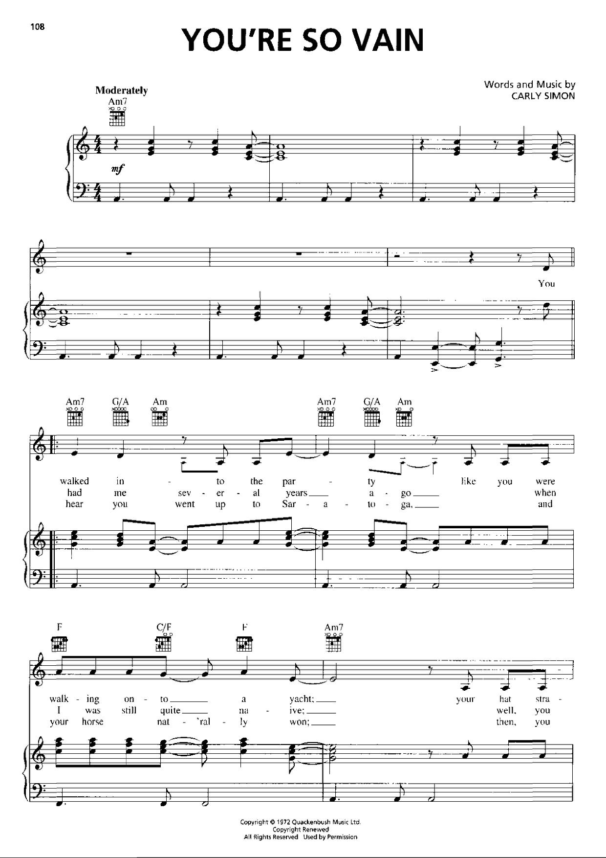Carly Simon You re So Vain pdf 