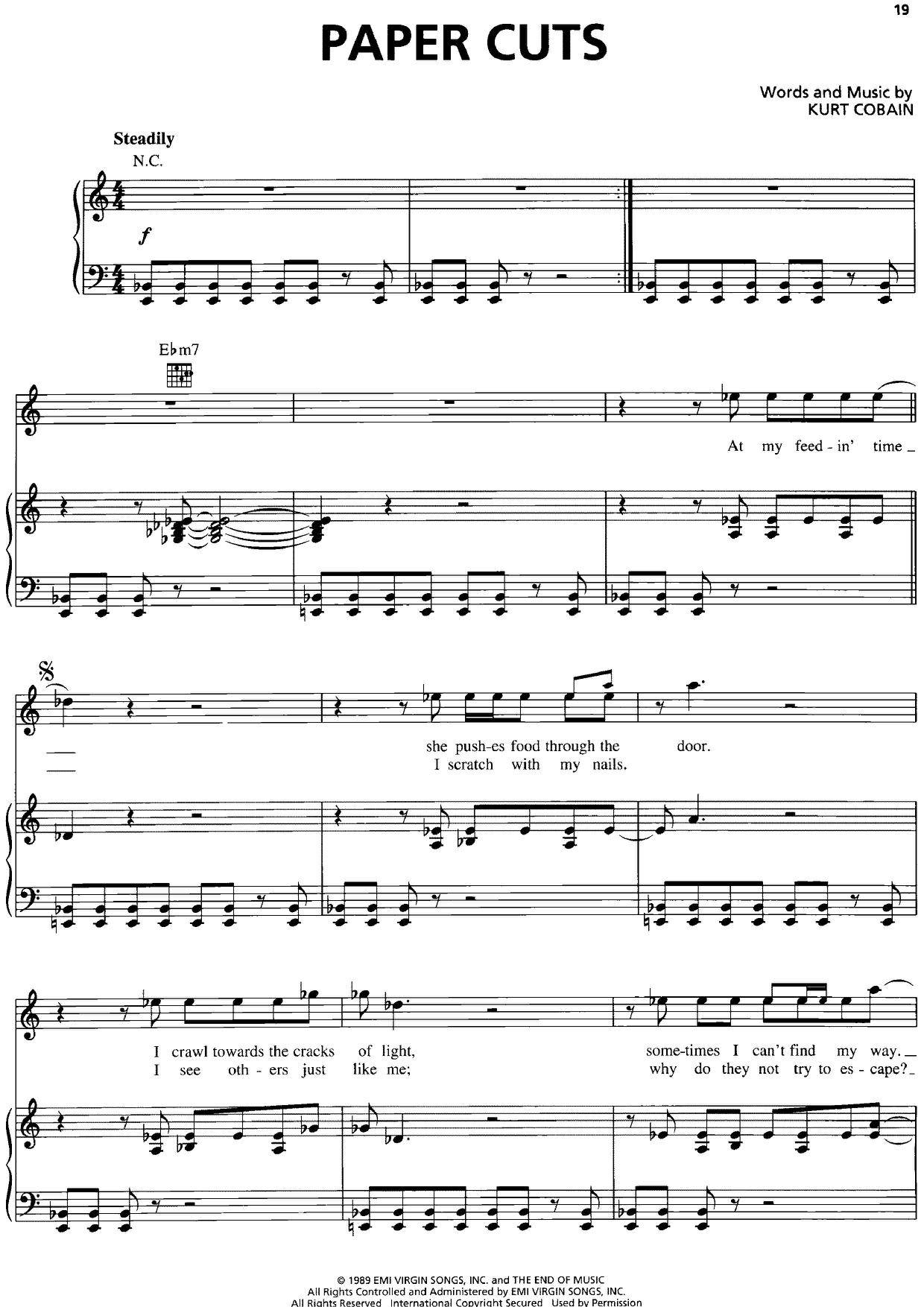 NirvanaPaper Cuts Sheet Music pdf, Free Score Download ★