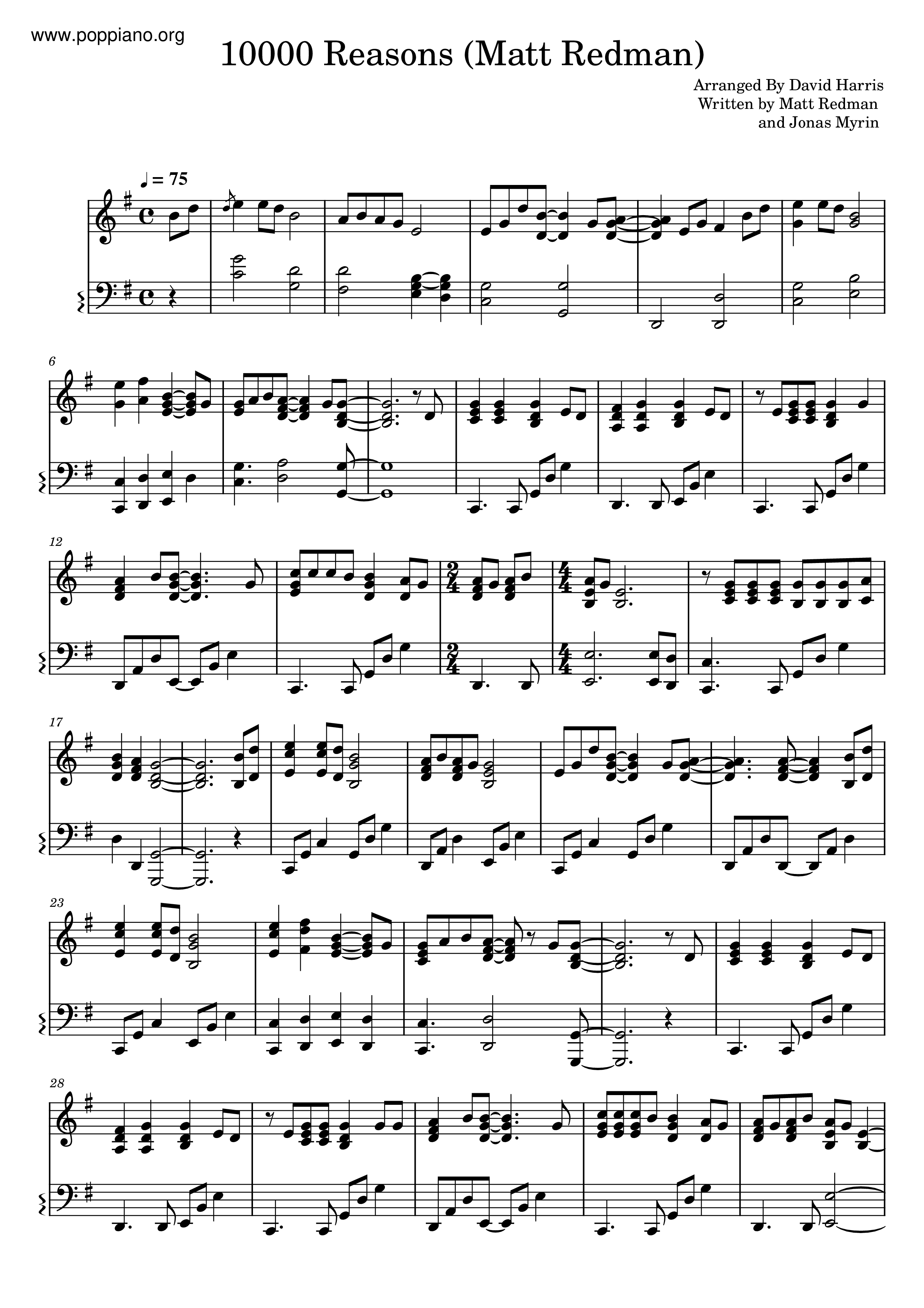 Hymn 10 000 reasons sheet music pdf free score download 