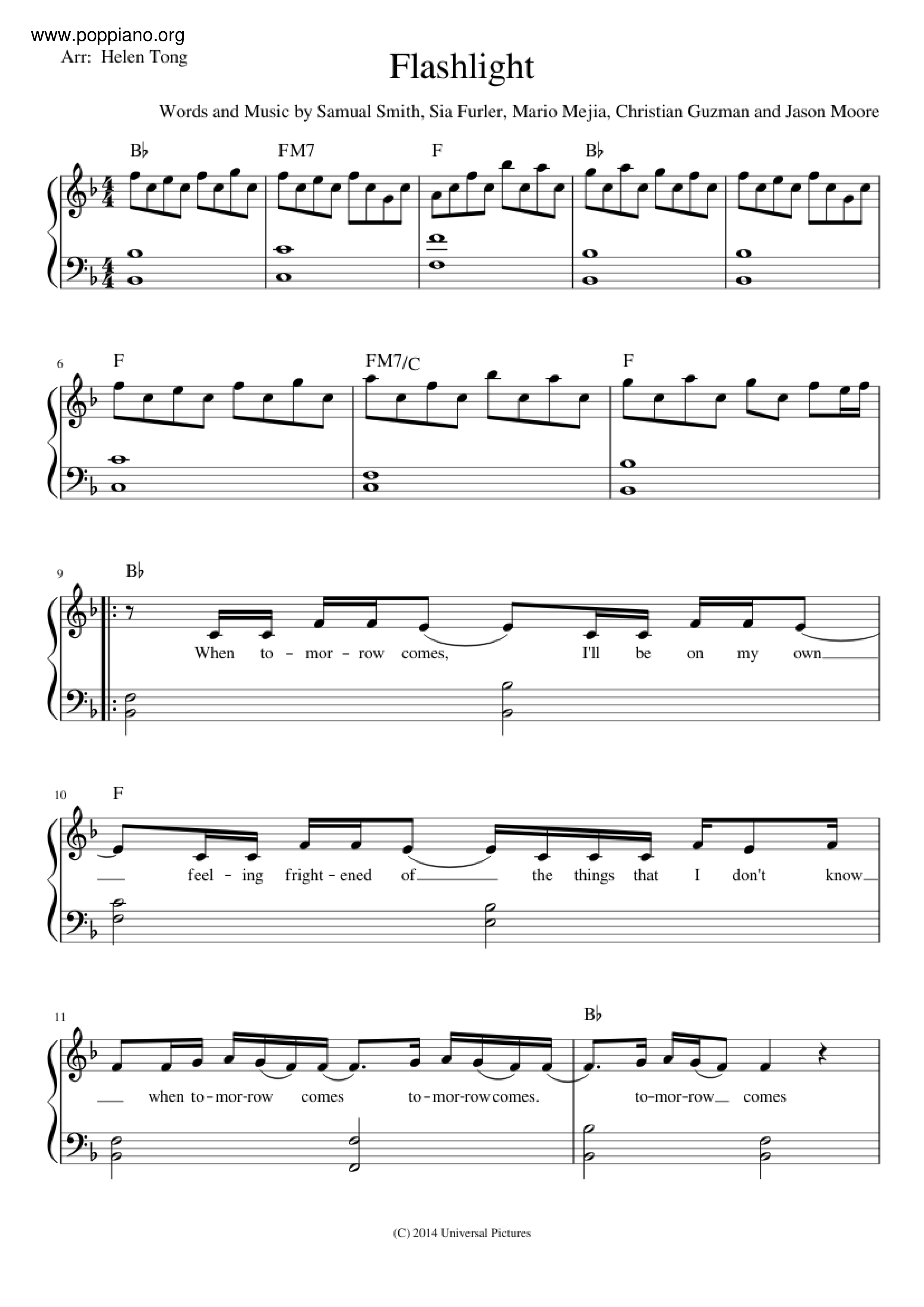 ★Jessie J Flashlight From "Pitch Perfect 2" ピアノ譜pdf 香港ポップピアノ協会 無料