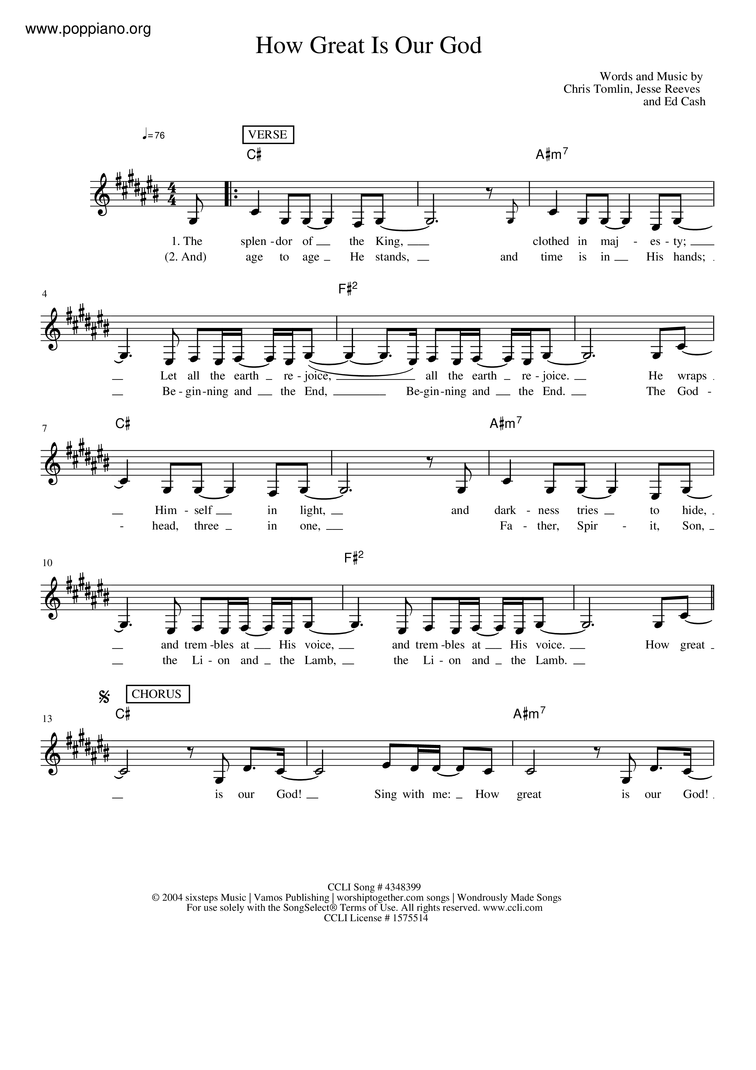 Hymn how great is our god sheet music pdf free score download 