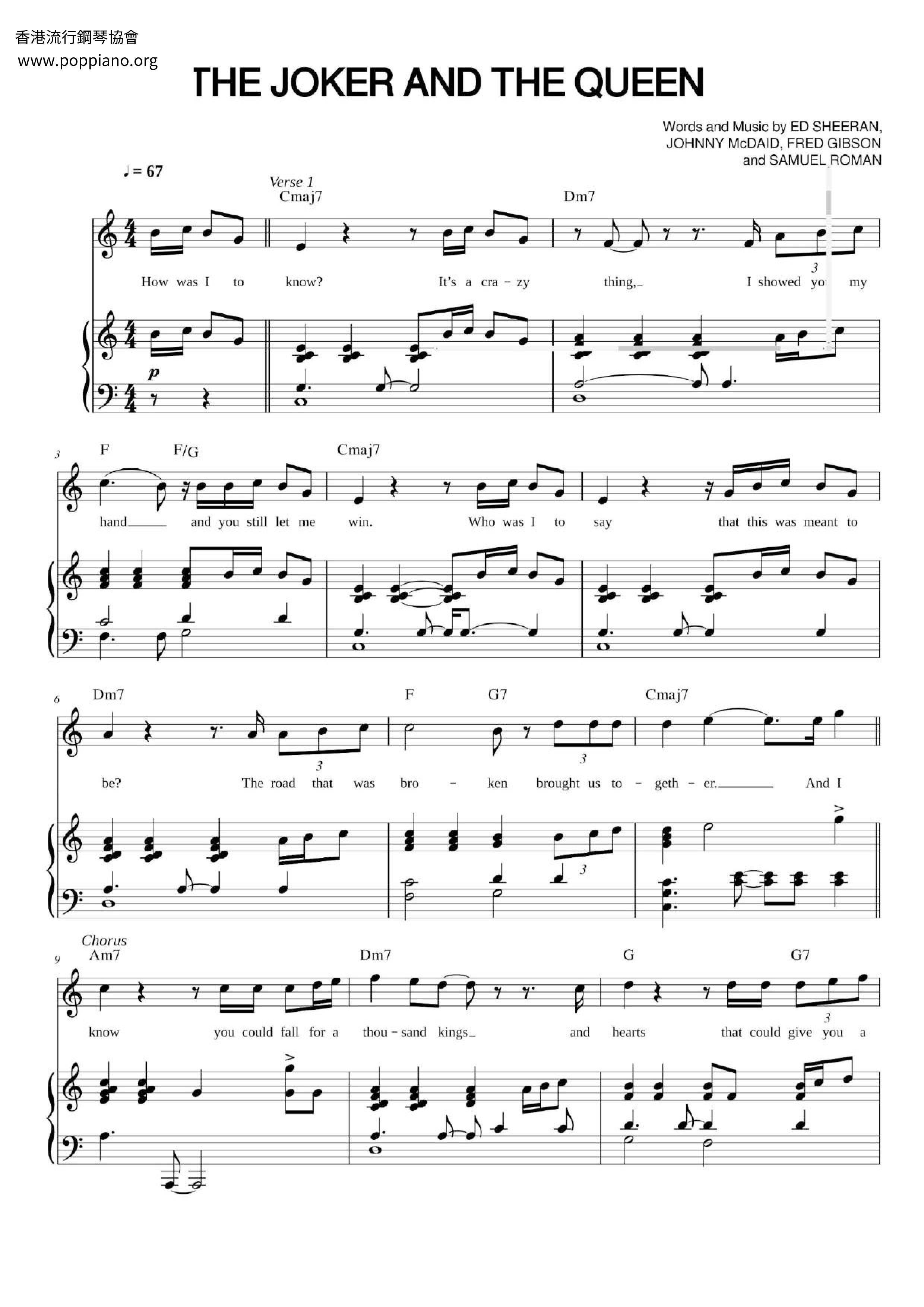 Taylor SwiftThe Joker And The Queen (Feat. Taylor Swift) Sheet Music