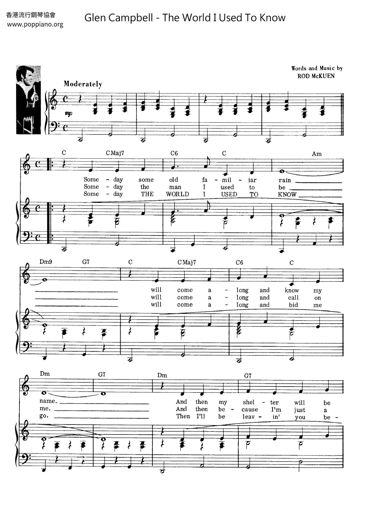 Glen CampbellThe World I Used To Know Sheet Music pdf, Free Score