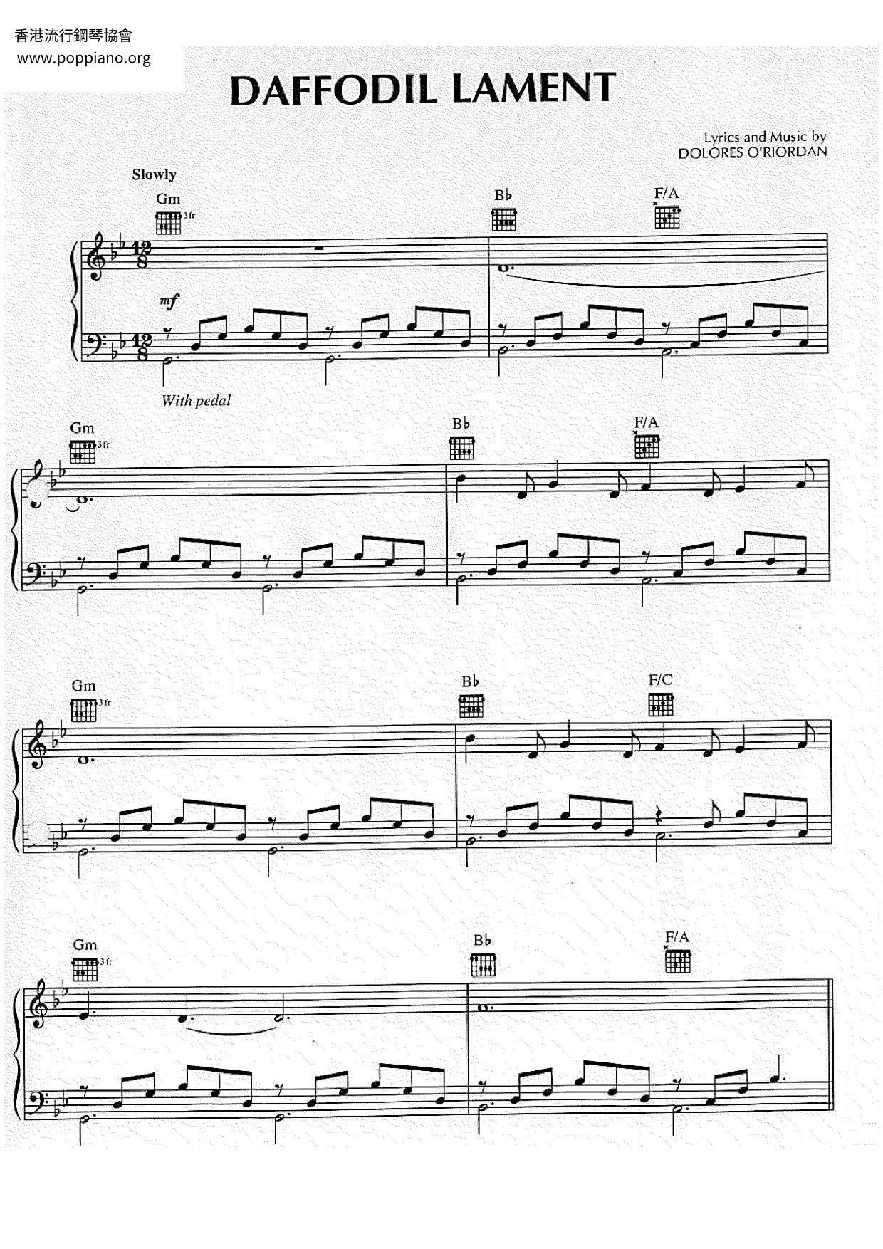 The CranberriesDaffodil Lament Sheet Music pdf, Free Score Download ★