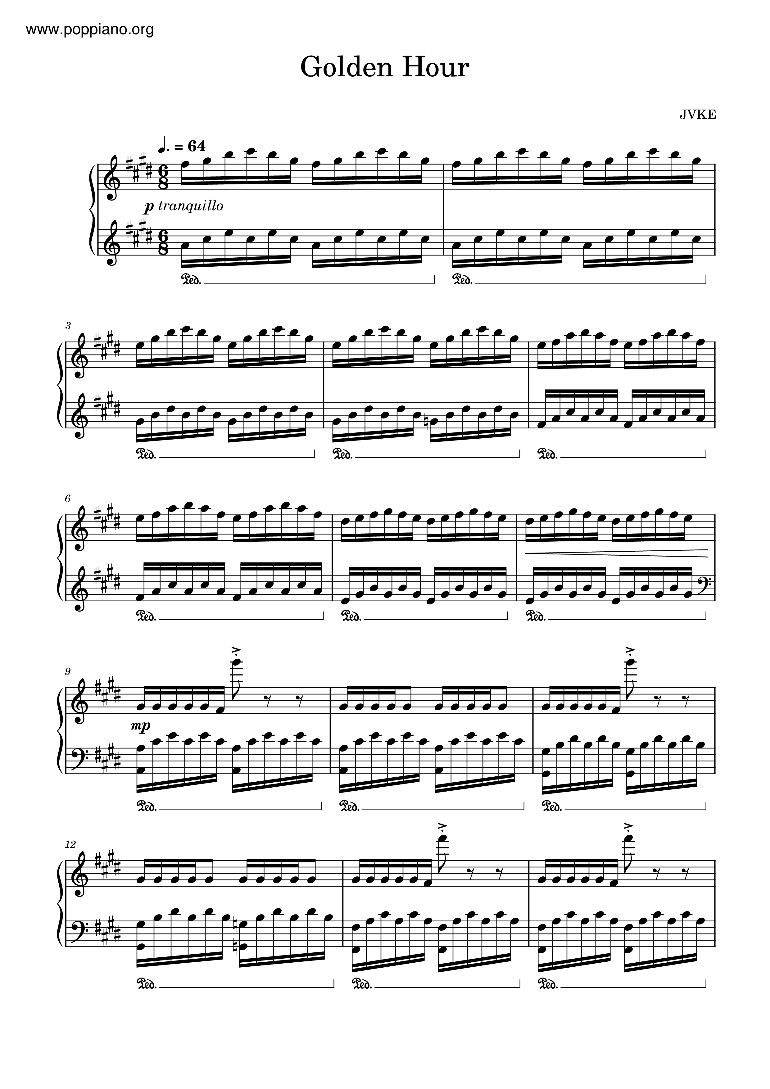 JVKEGolden Hour Sheet Music pdf, Free Score Download ★