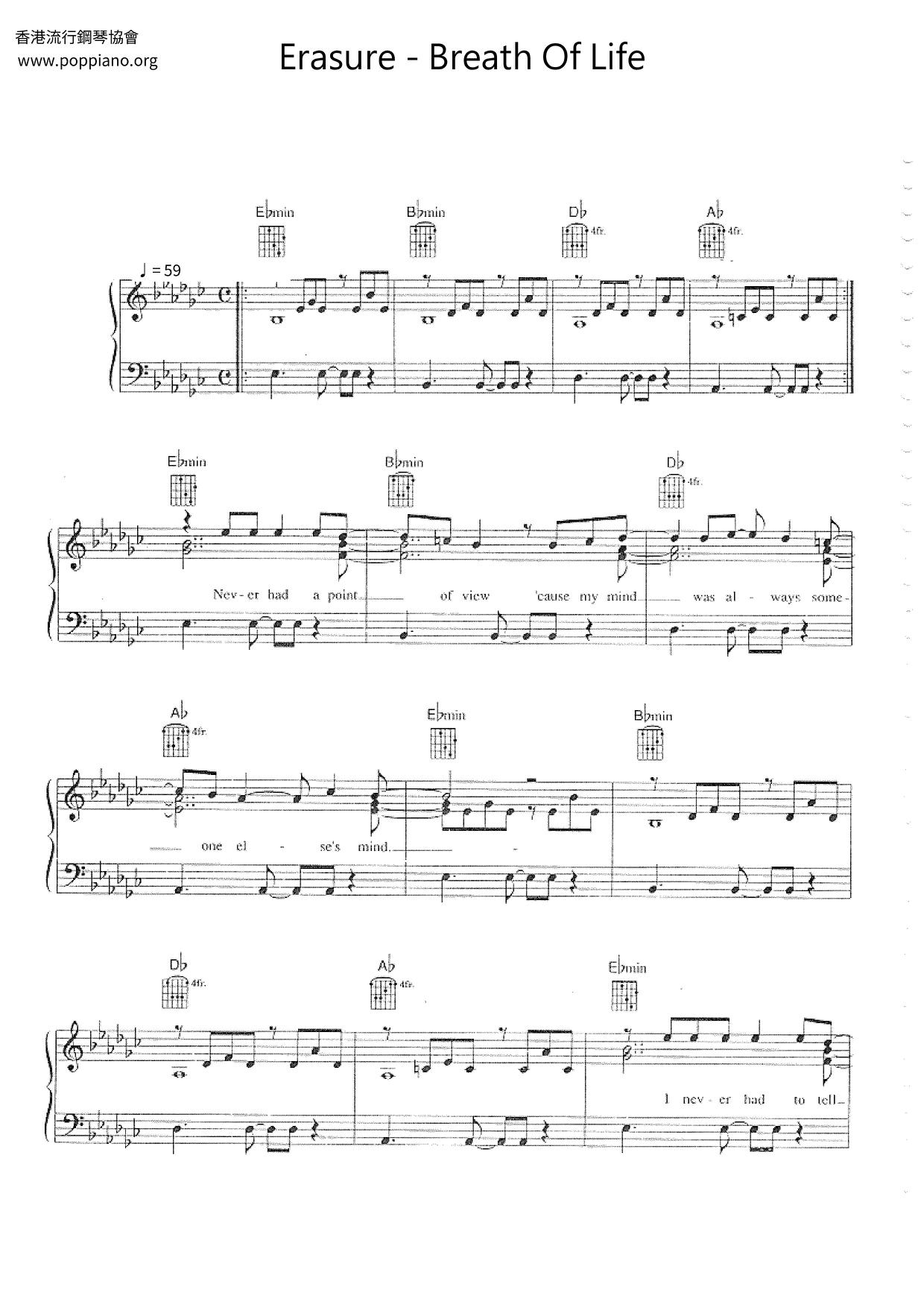 ErasureBreath Of Life Sheet Music pdf, Free Score Download ★