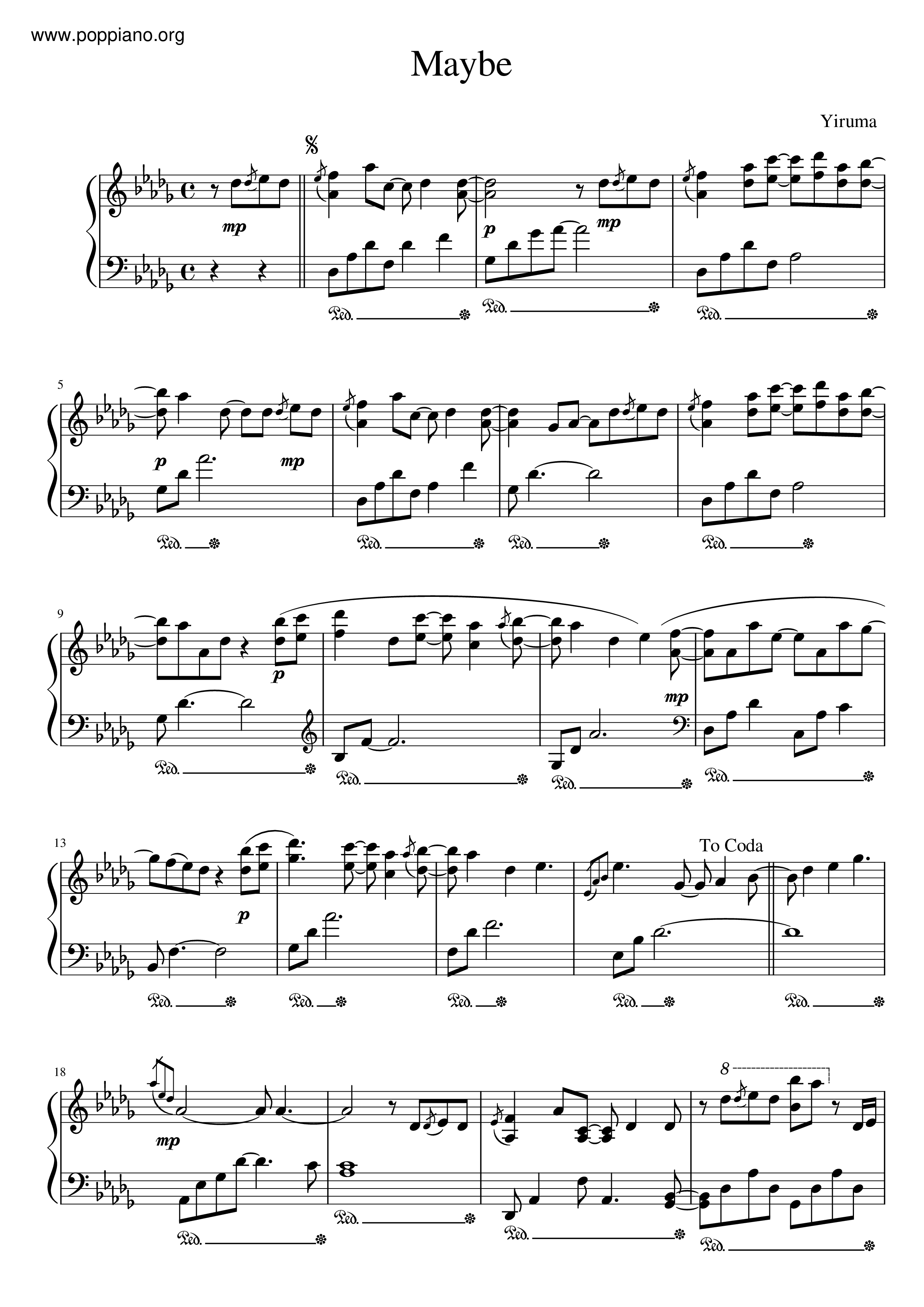 YirumaMaybe Sheet Music pdf, Free Score Download ★