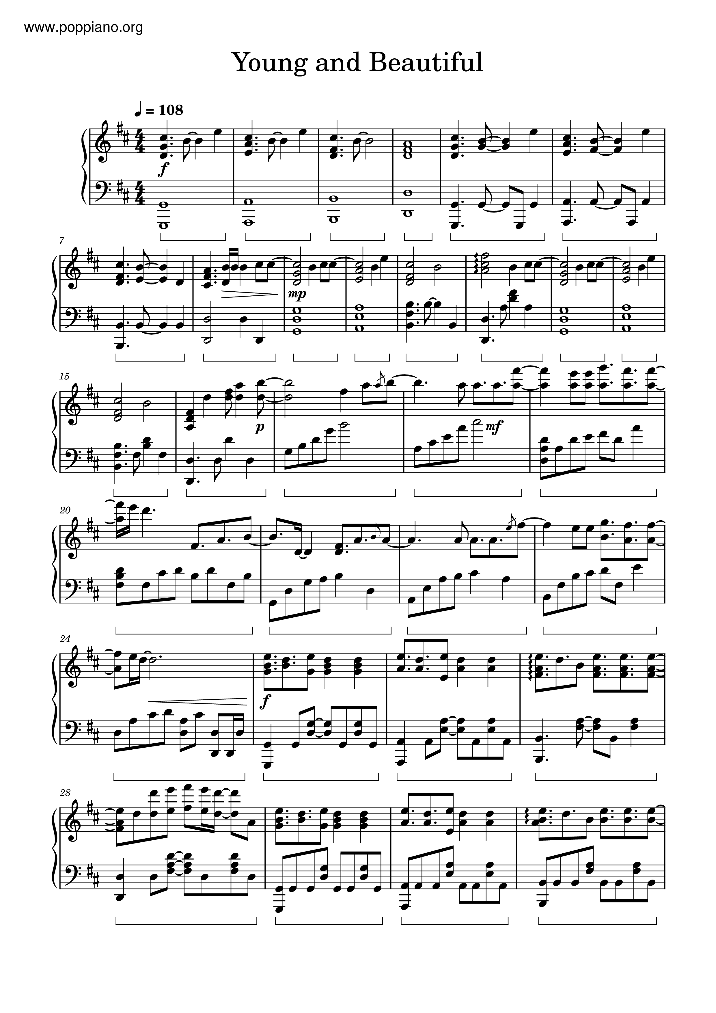 Lana Del ReyYoung And Beautiful Sheet Music pdf, Free Score Download ★