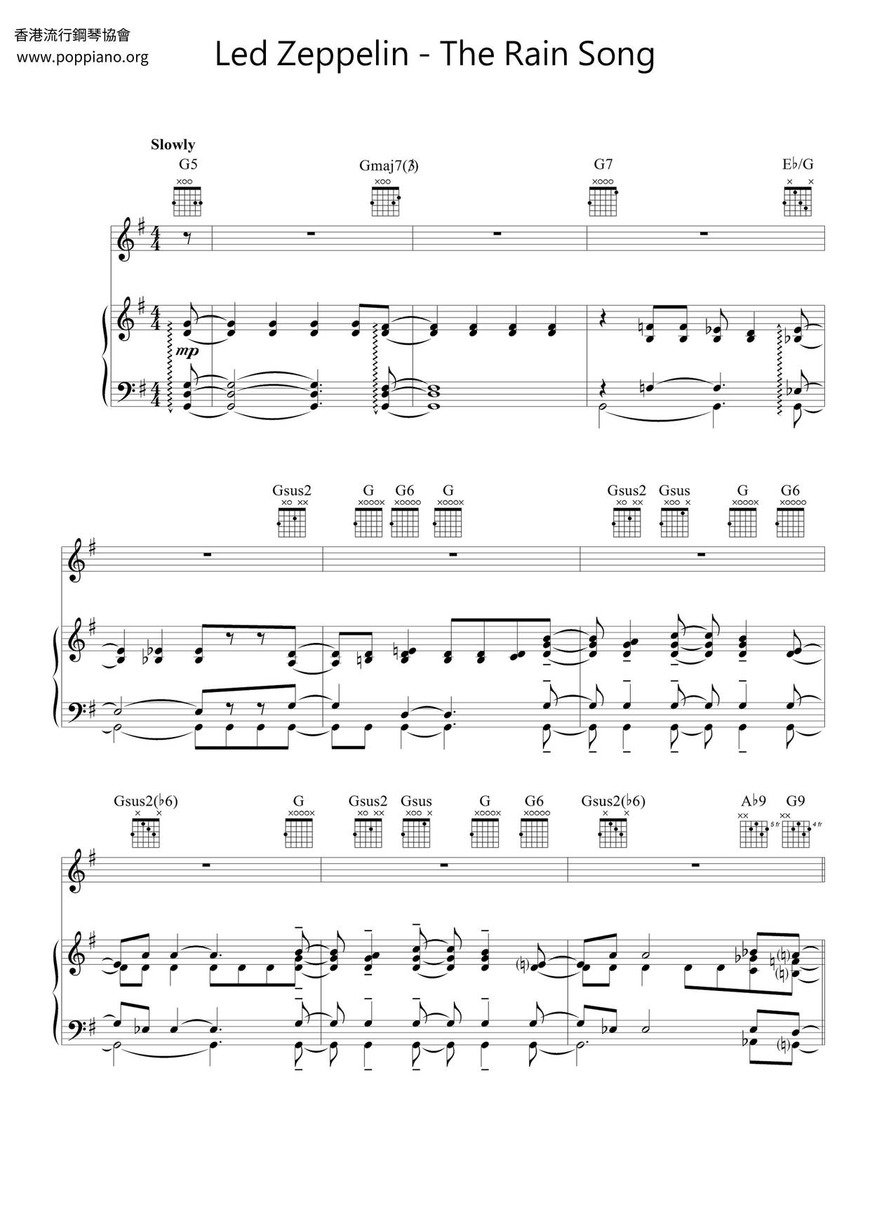 Led ZeppelinThe Rain Song Sheet Music pdf, Free Score Download ★